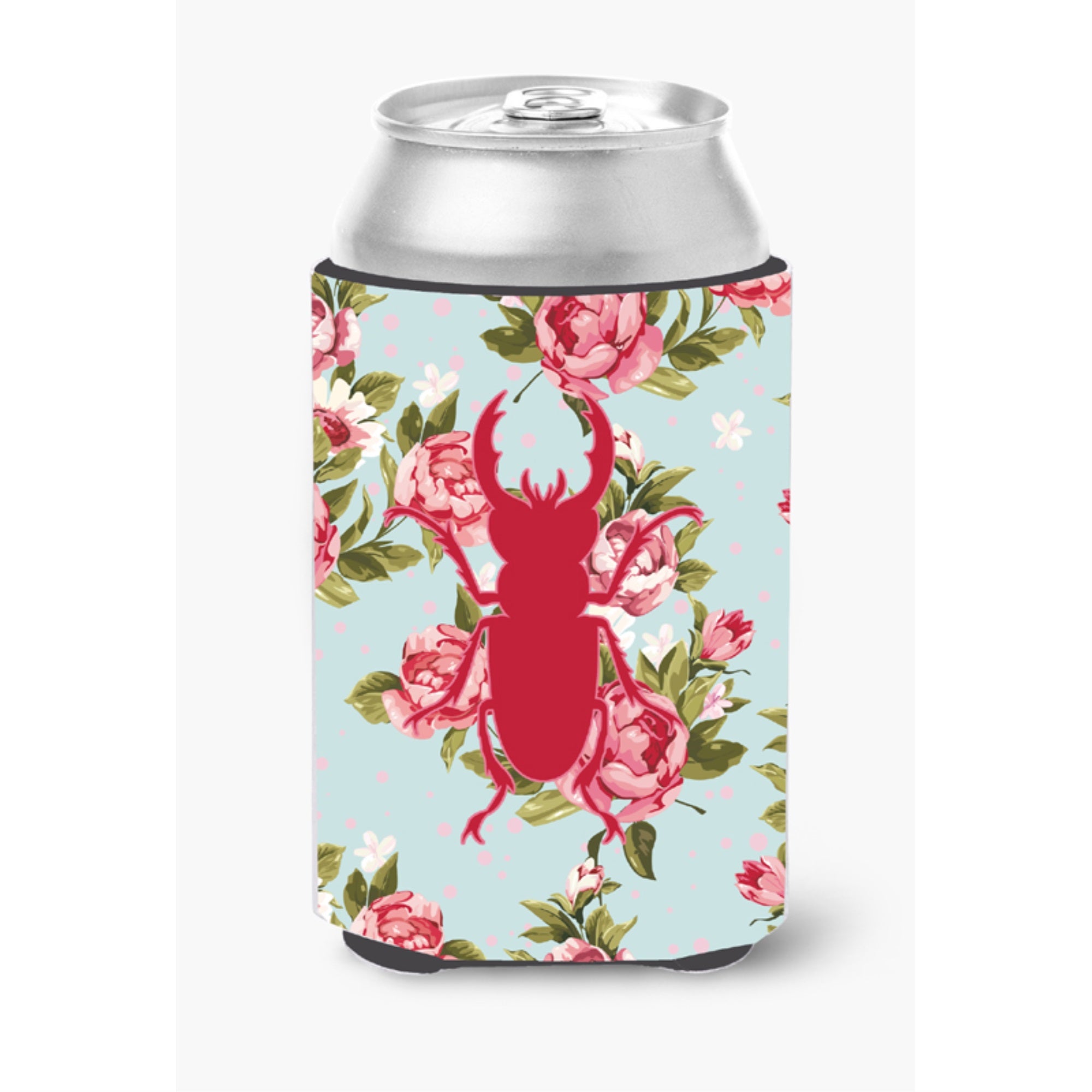Beetle Shabby Chic Blue Roses Bb1063 Can Or Bottle Hugger
