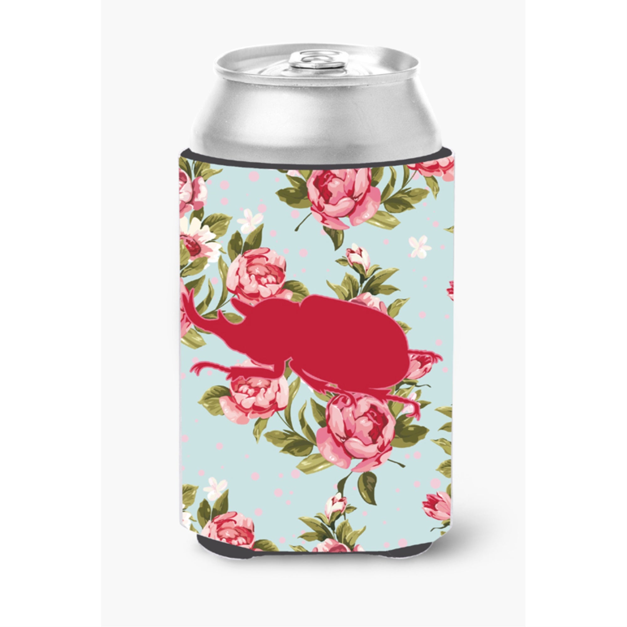 Beetle Shabby Chic Blue Roses Bb1064 Can Or Bottle Hugger
