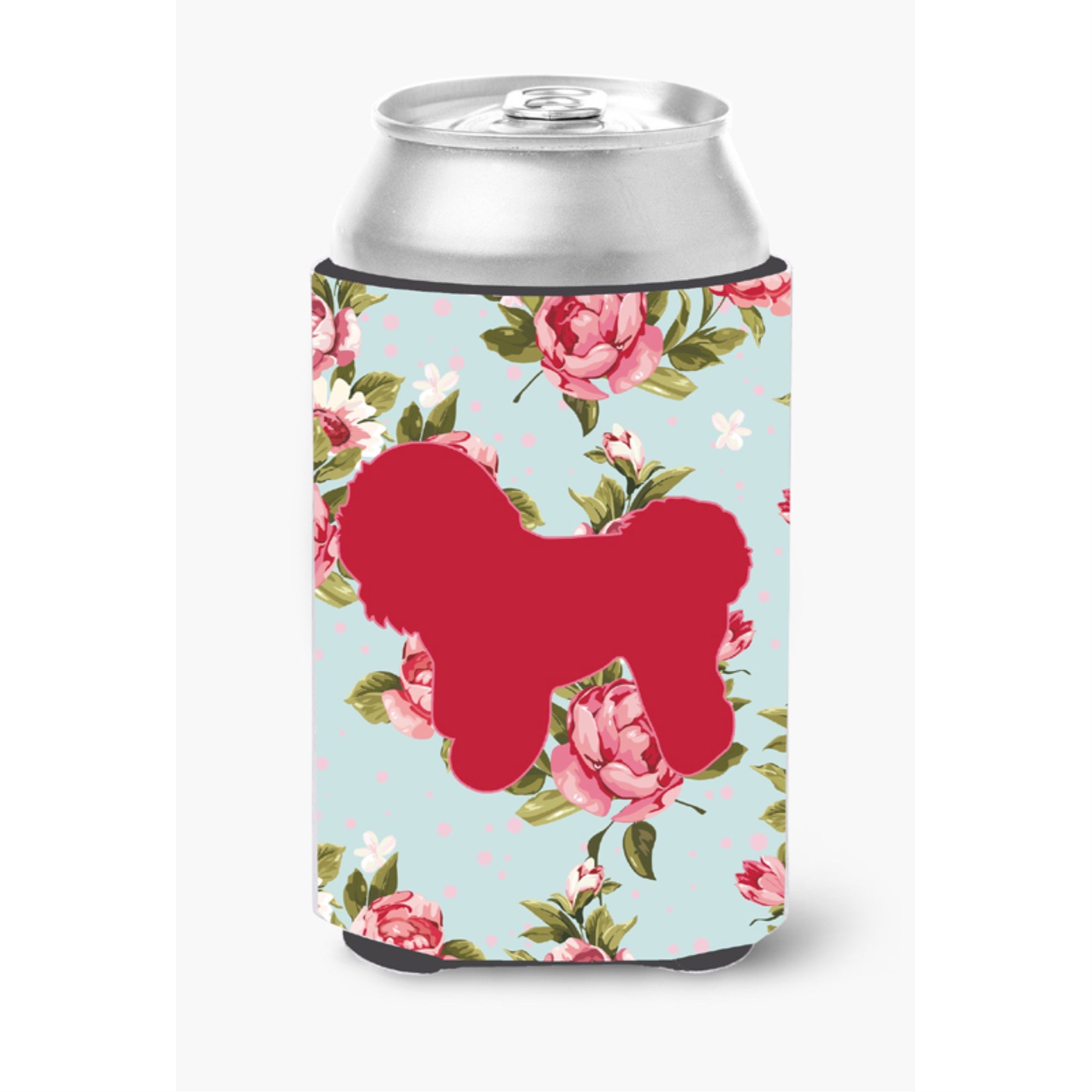 Bichon Frise Shabby Chic Blue Roses Bb1107 Can Or Bottle Hugger