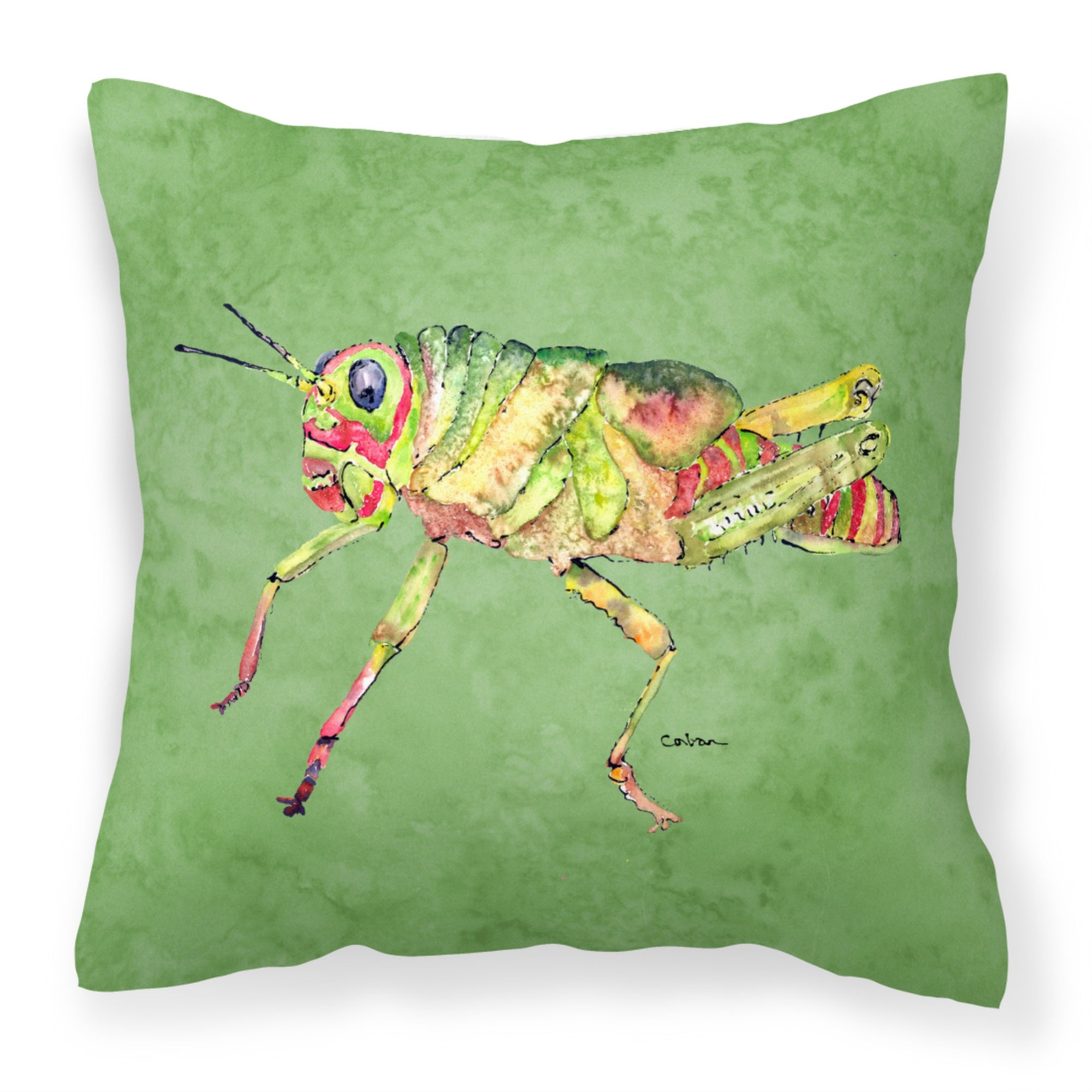 Grasshopper On Avacado Fabric Decorative Pillow