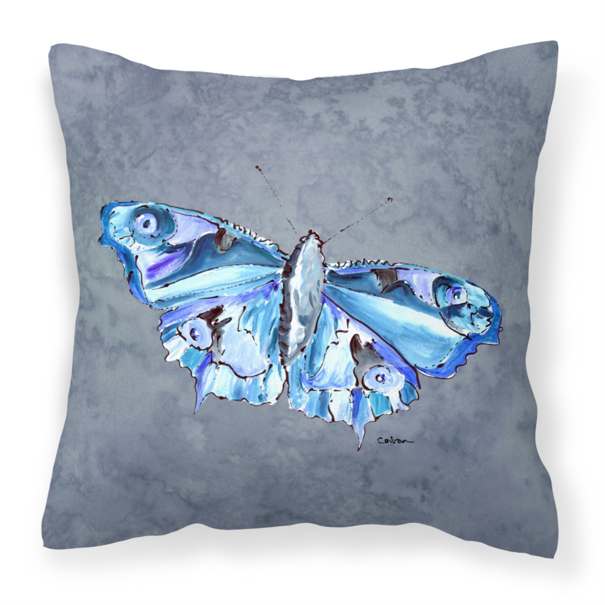 Butterfly On Gray Fabric Decorative Pillow