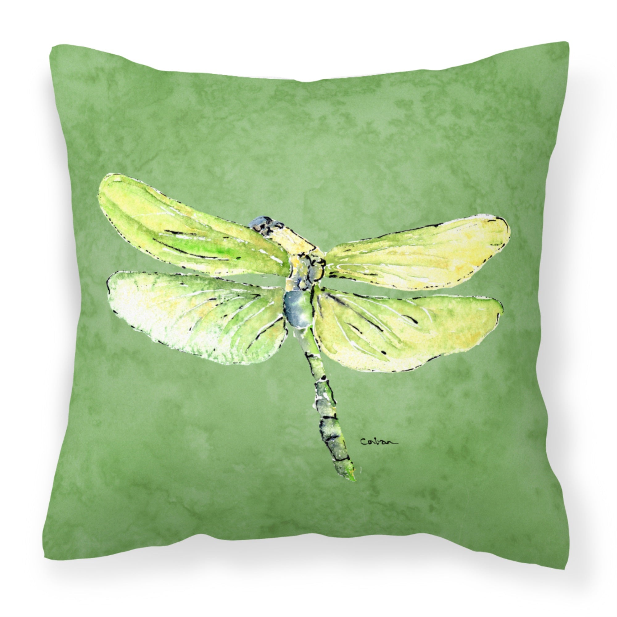 Dragonfly On Avacado Fabric Decorative Pillow
