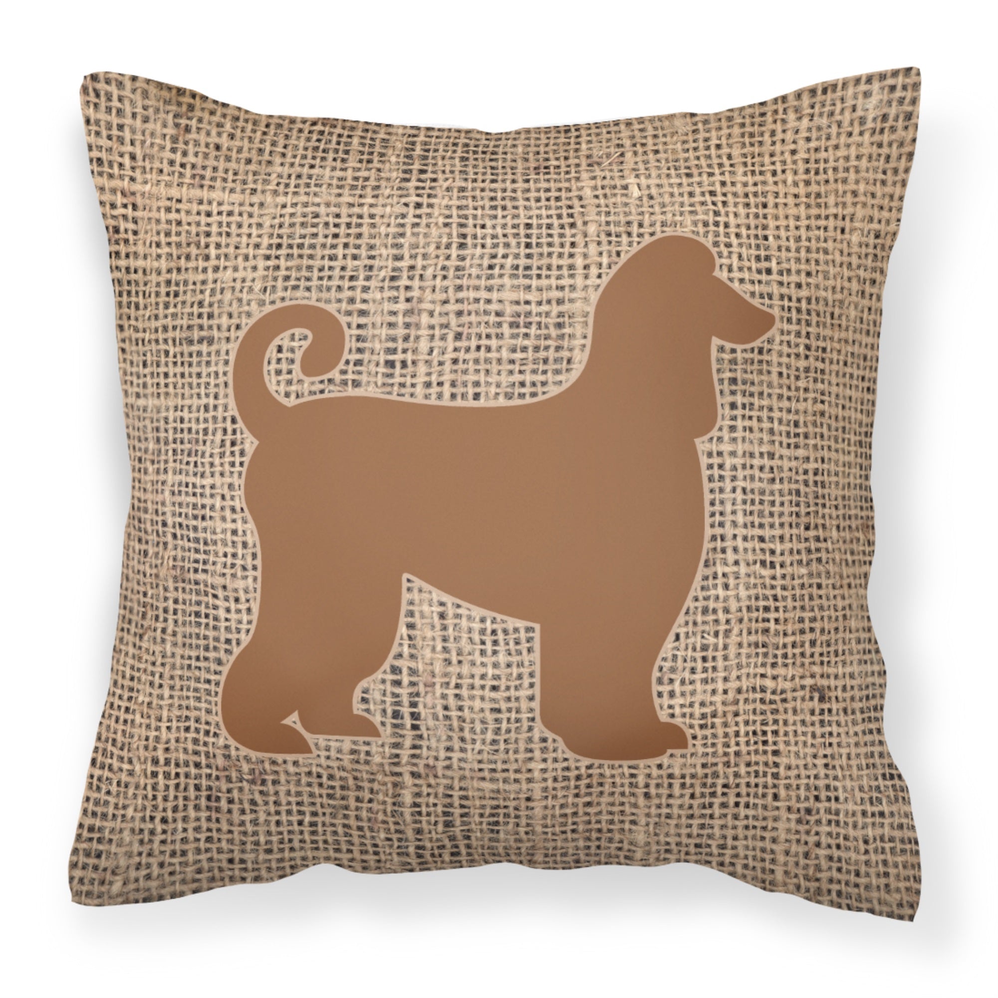 Afghan Hound Burlap And Brown Bb1066 Fabric Decorative Pillow