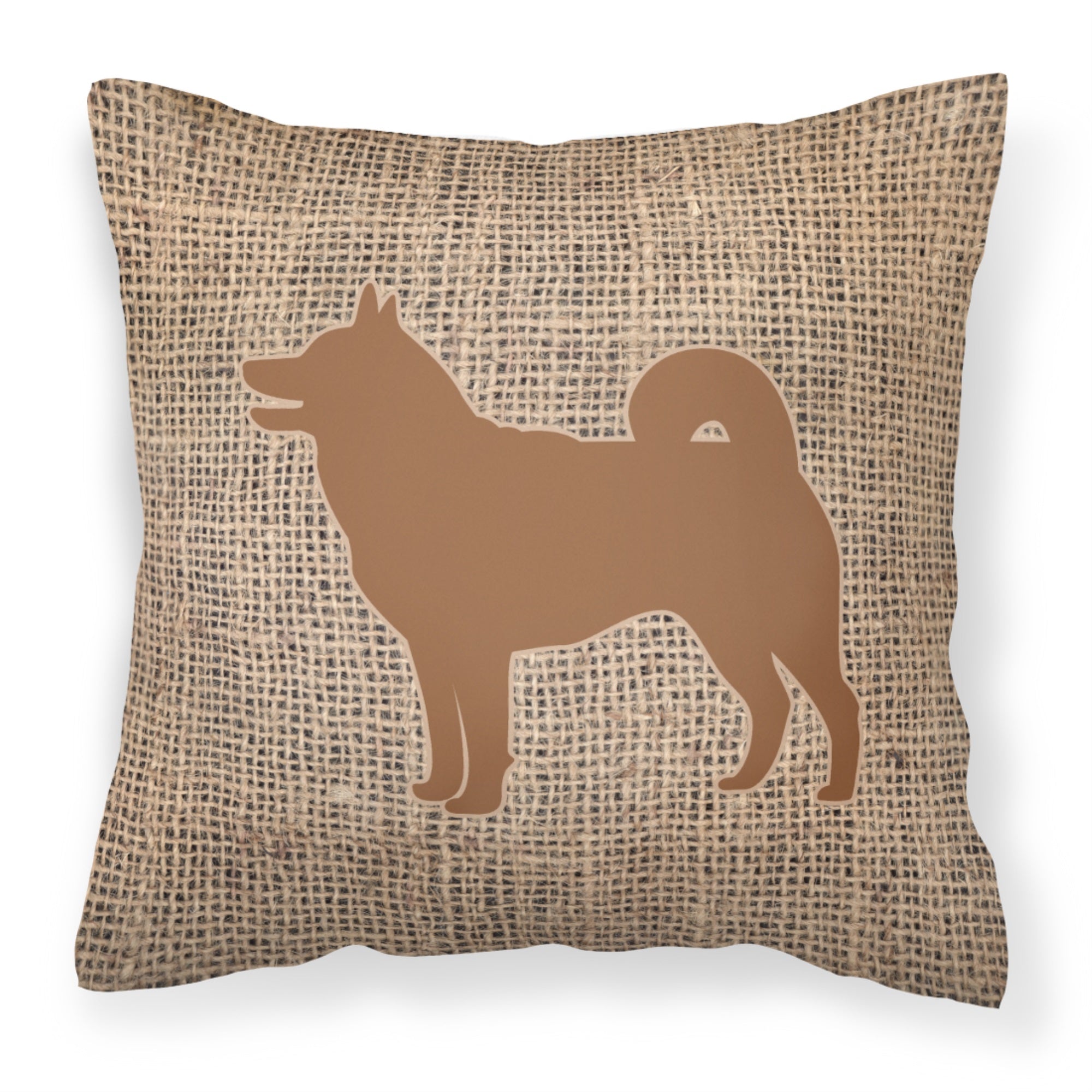 Shiba Inu Burlap And Brown Bb1067 Fabric Decorative Pillow