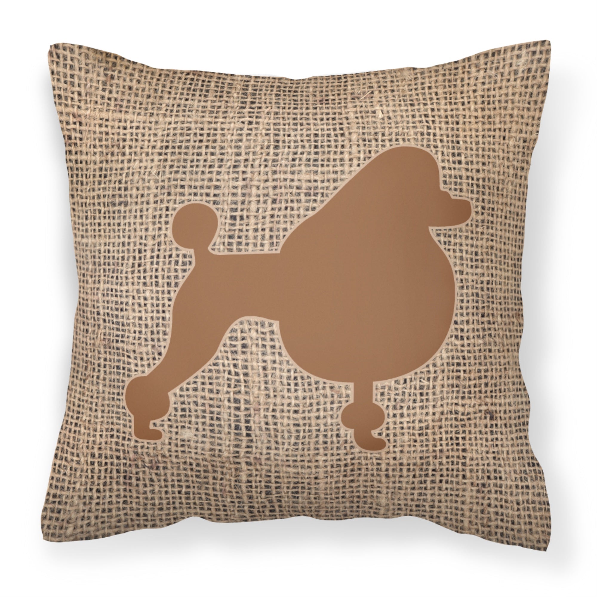 Poodle Burlap And Brown Bb1072 Fabric Decorative Pillow