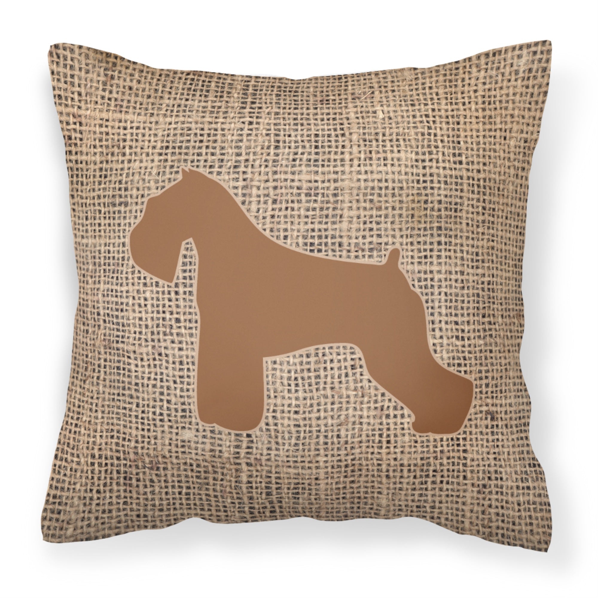 Schnauzer Burlap And Brown Bb1073 Fabric Decorative Pillow