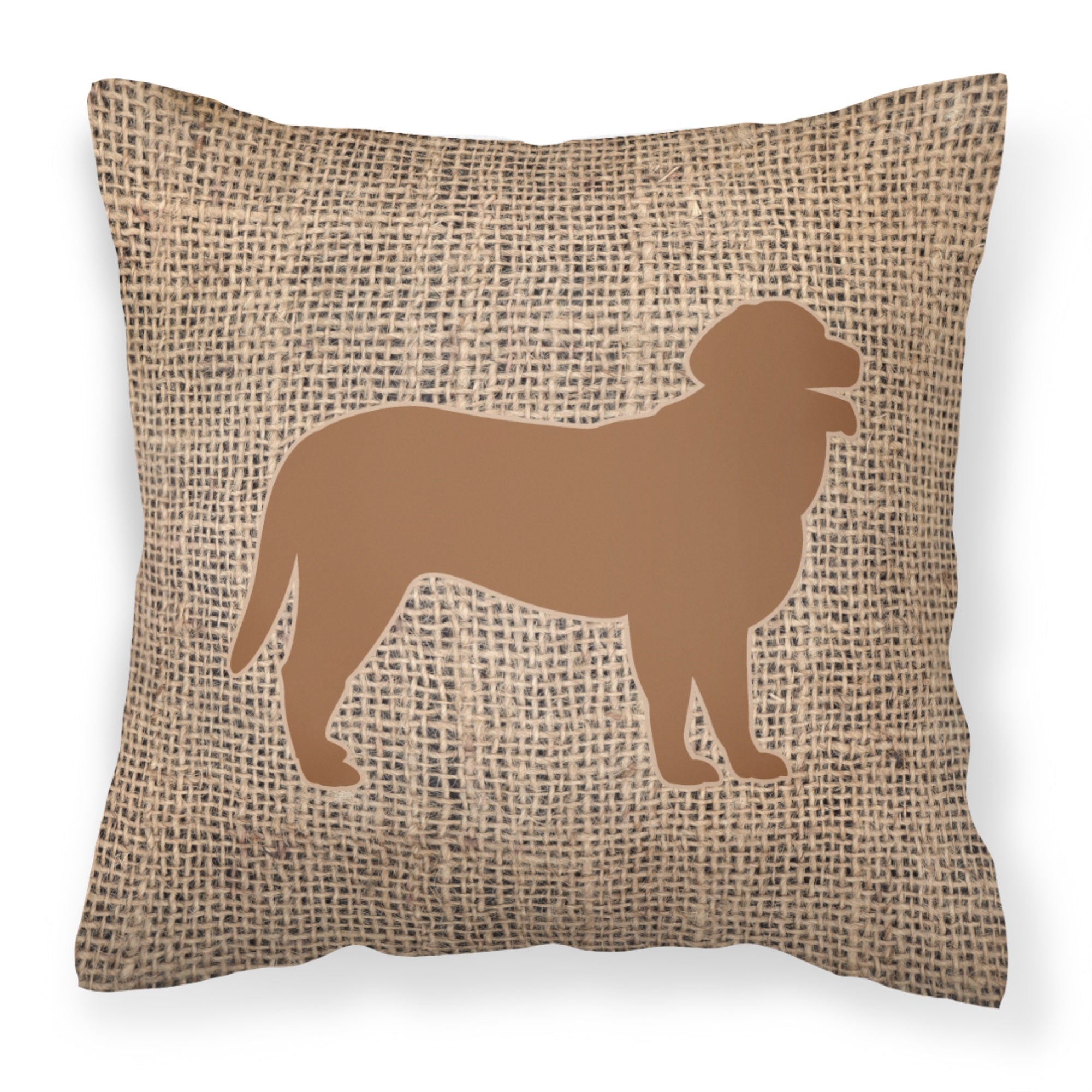Curly Coated Retriever Burlap And Brown Bb1074 Fabric Decorative Pillow