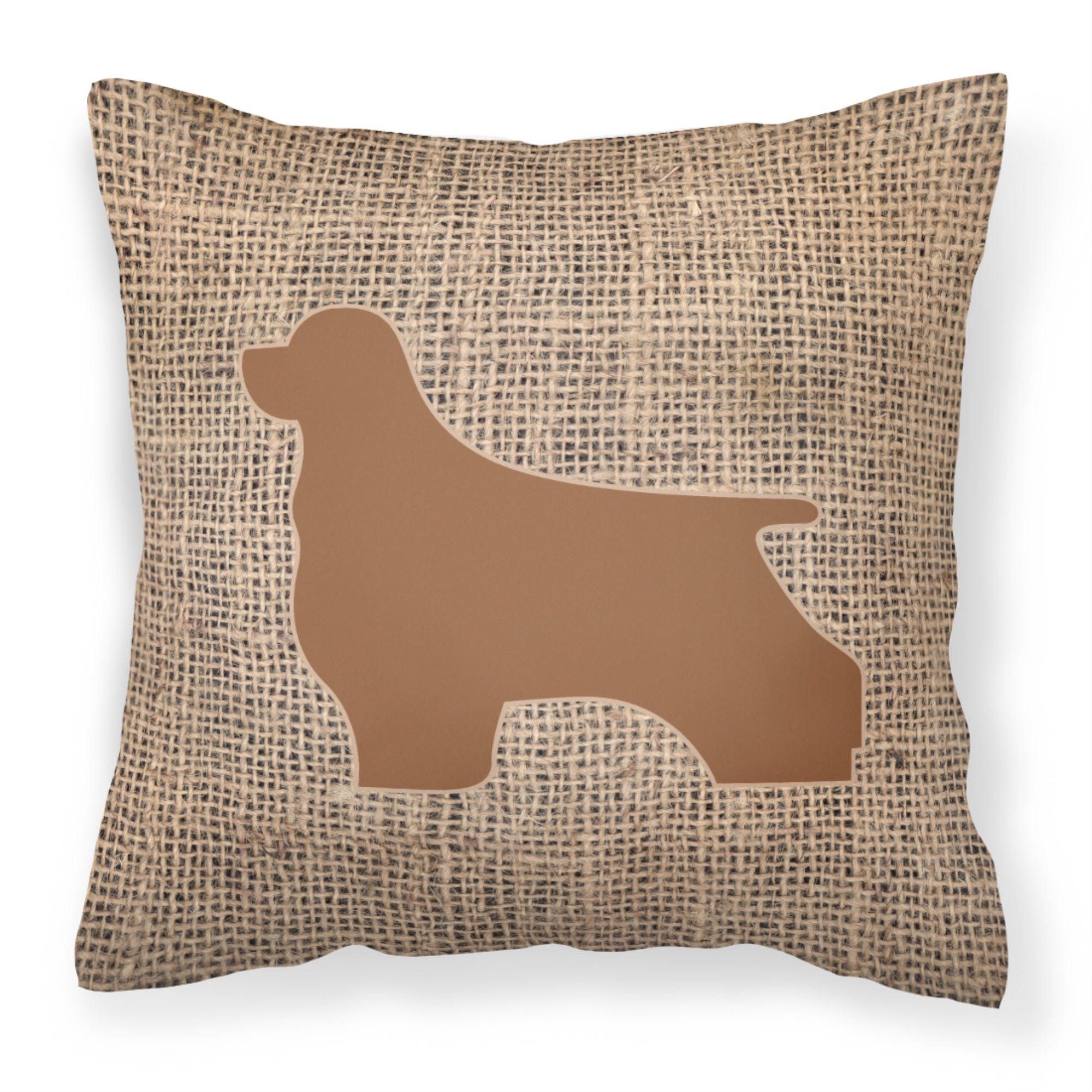 Cocker Spaniel Burlap And Brown Bb1075 Fabric Decorative Pillow