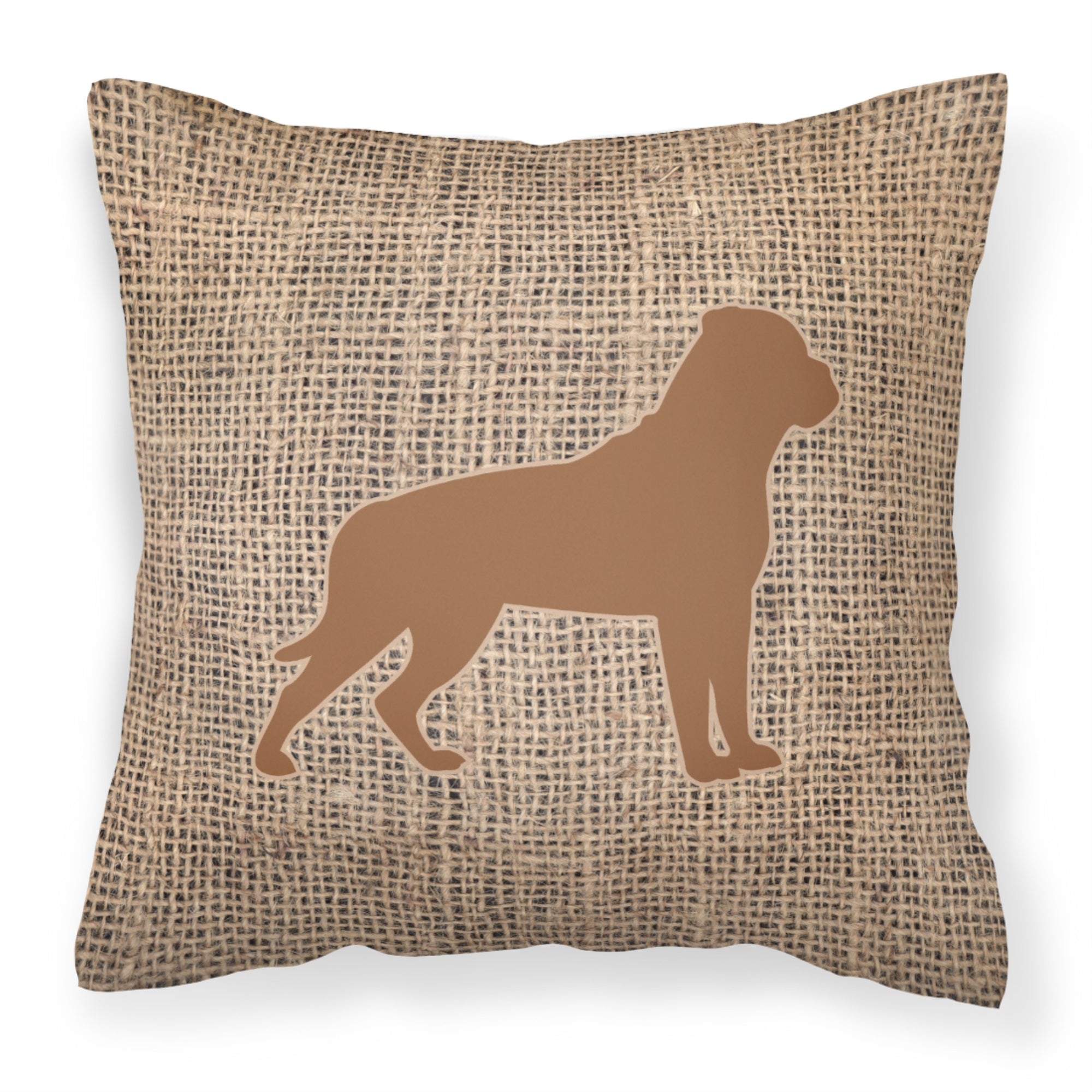 Rottweiler Burlap And Brown Bb1083 Fabric Decorative Pillow