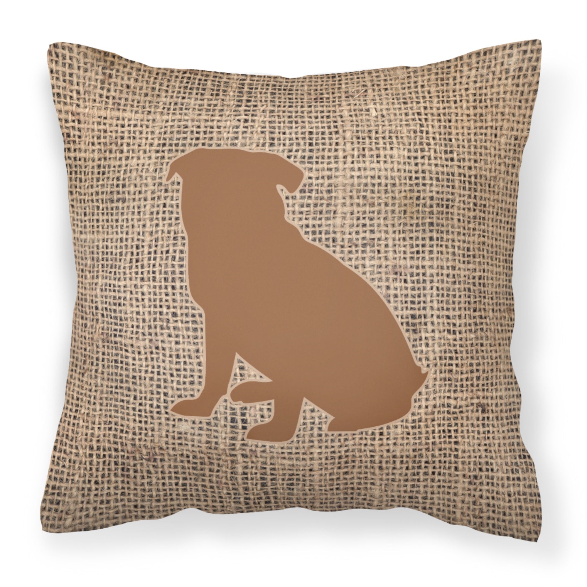 Pug Burlap And Brown Bb1084 Fabric Decorative Pillow