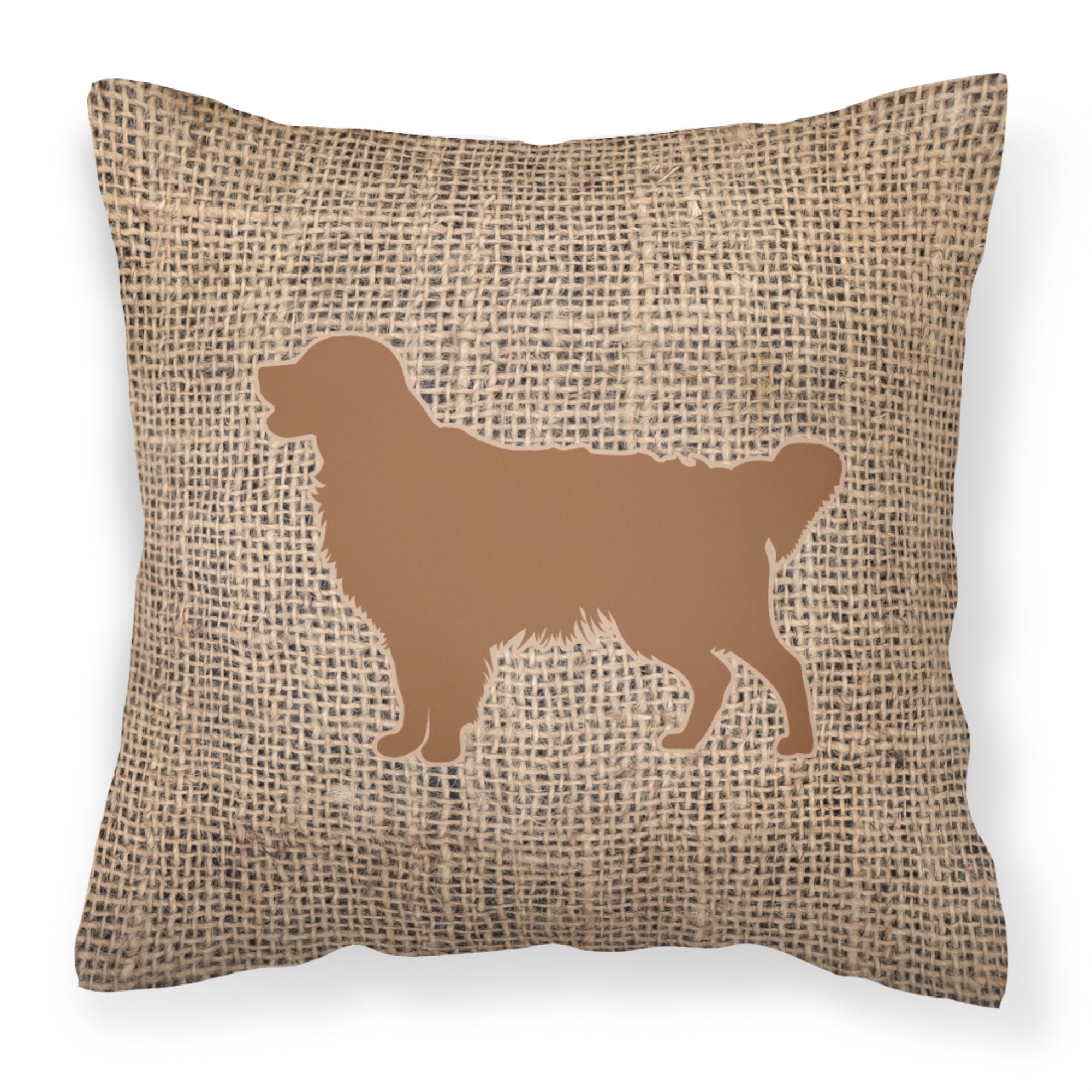Golden Retriever Burlap And Brown Bb1085 Fabric Decorative Pillow