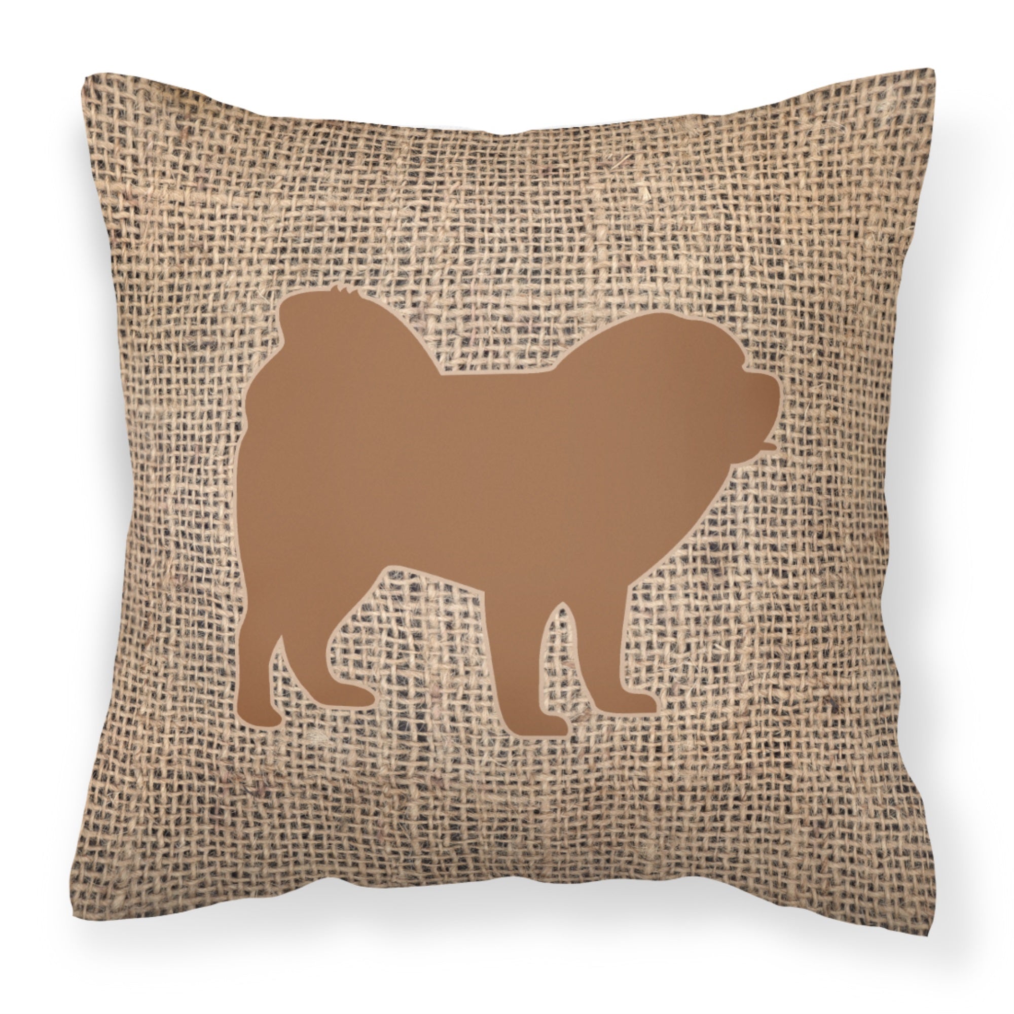Chow Chow Burlap And Brown Bb1106 Fabric Decorative Pillow