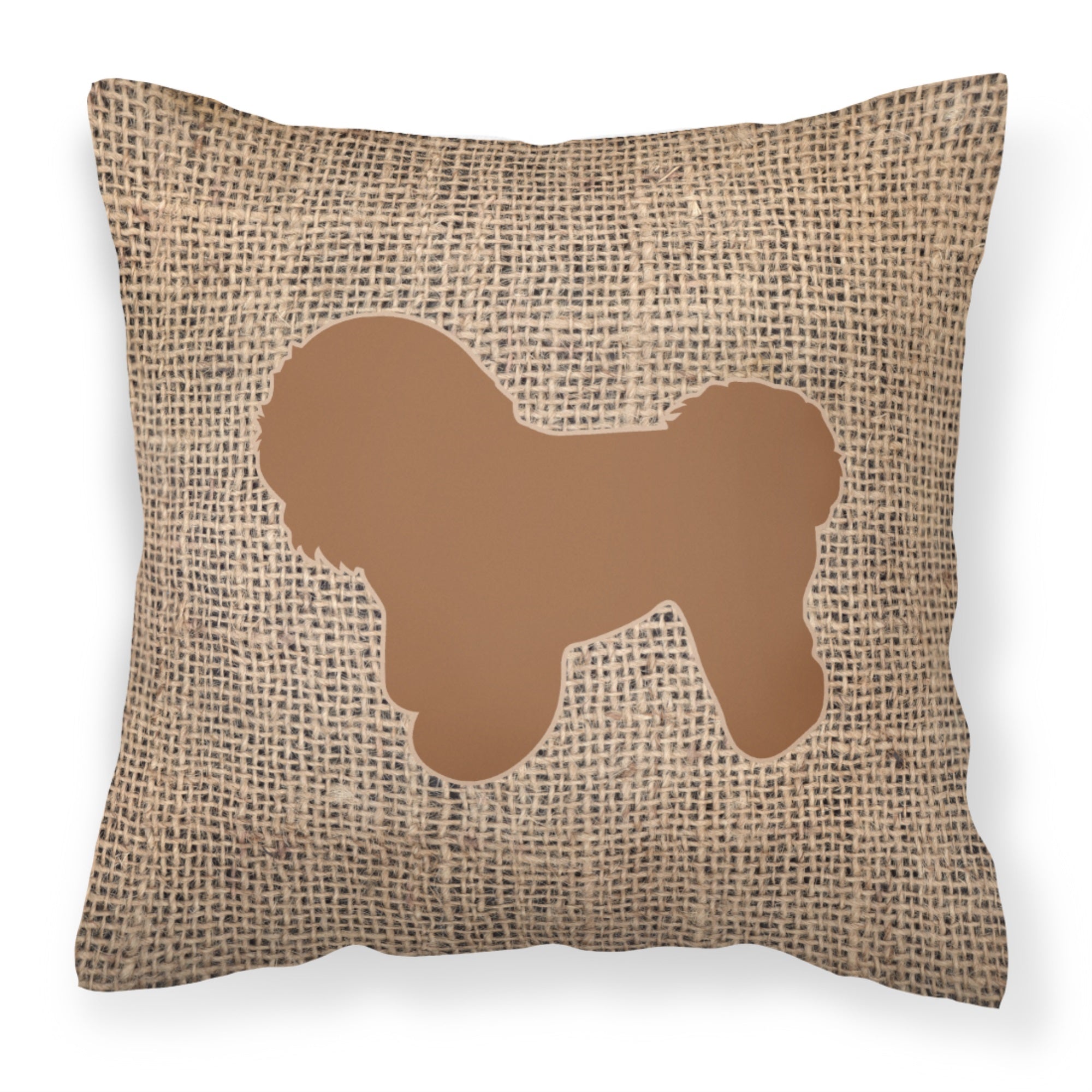 Bichon Frise Burlap And Brown Bb1107 Fabric Decorative Pillow