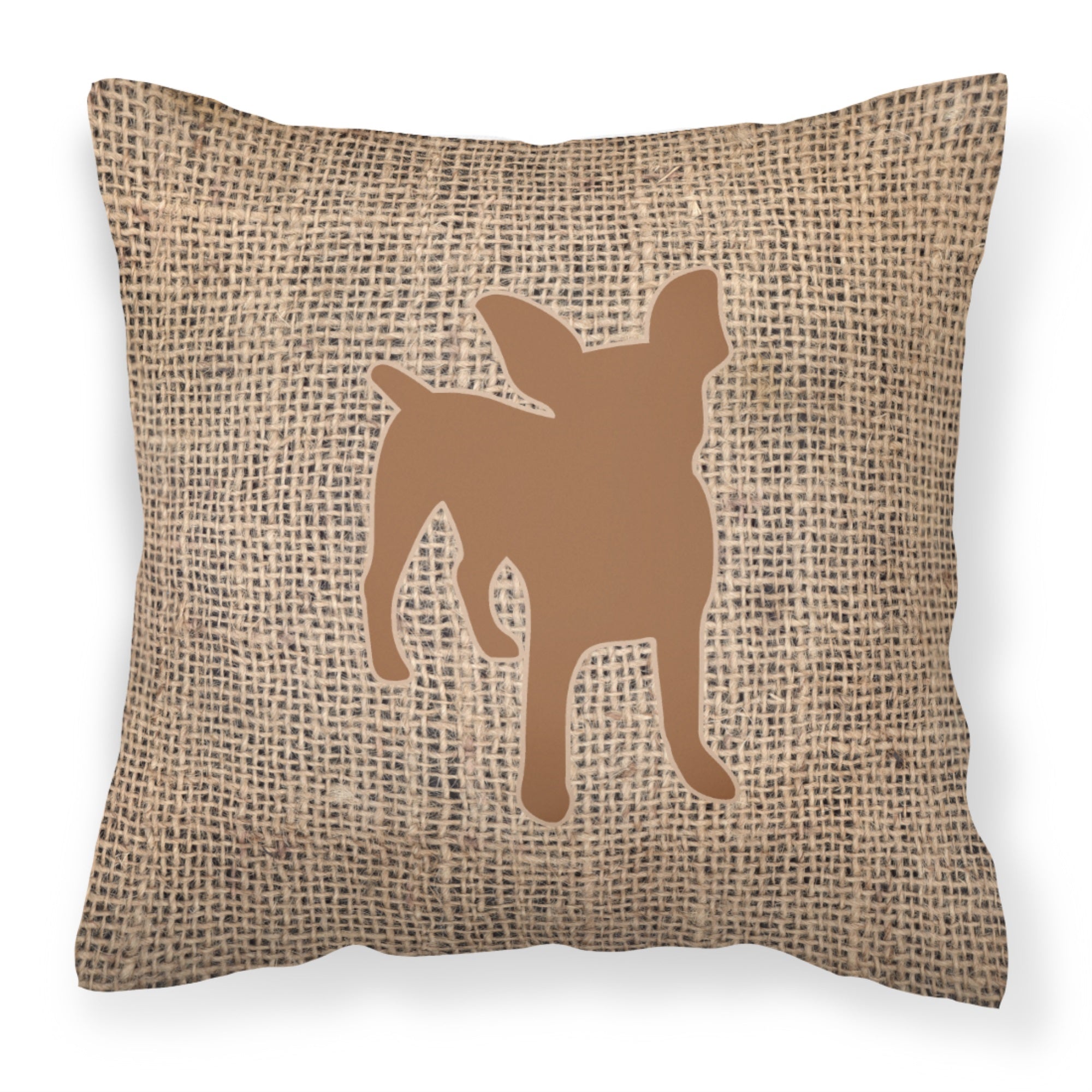 Chihuahua Burlap And Brown Bb1108 Fabric Decorative Pillow