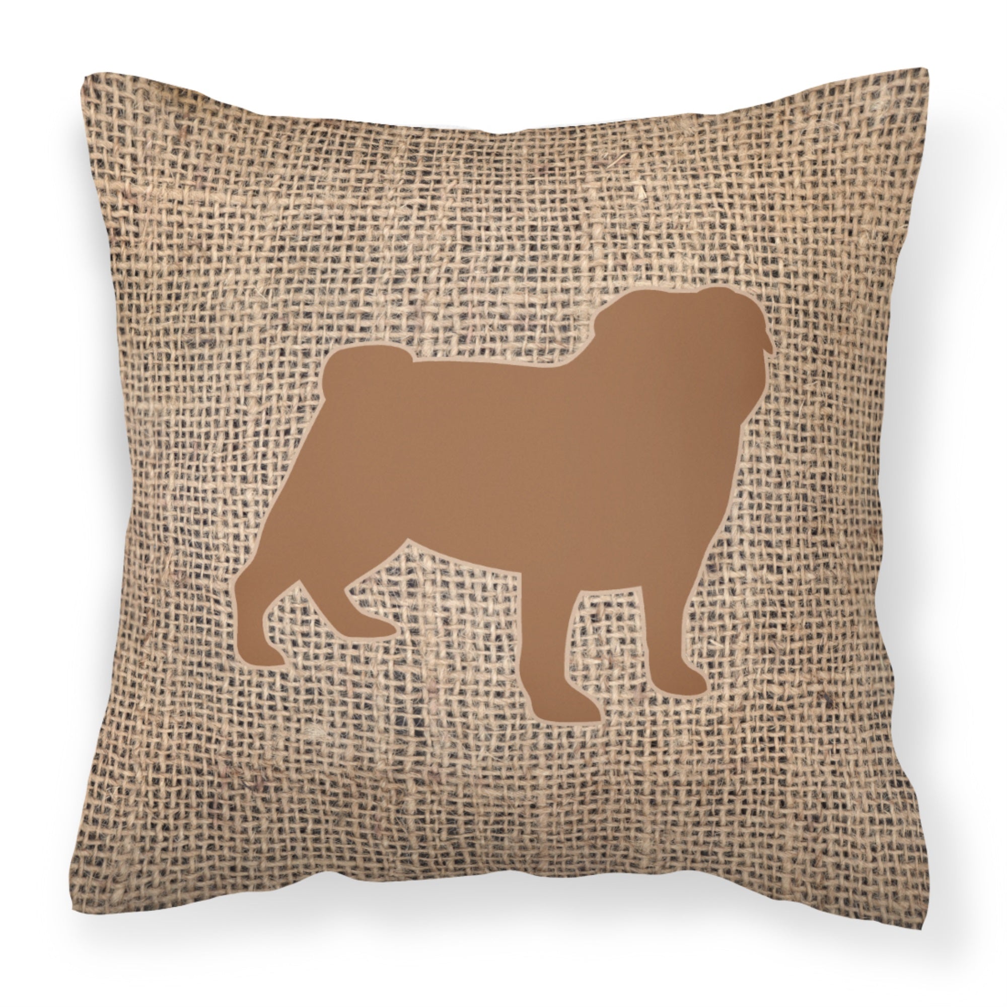 Pug Burlap And Brown Bb1112 Fabric Decorative Pillow