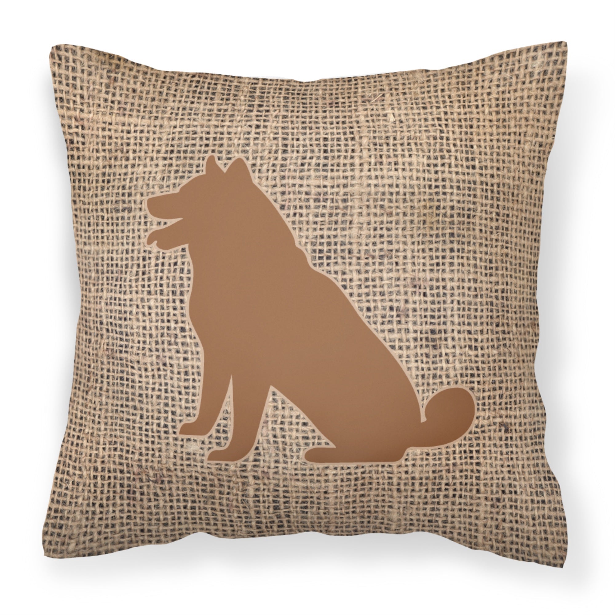 Shiba Inu Burlap And Brown Bb1113 Fabric Decorative Pillow