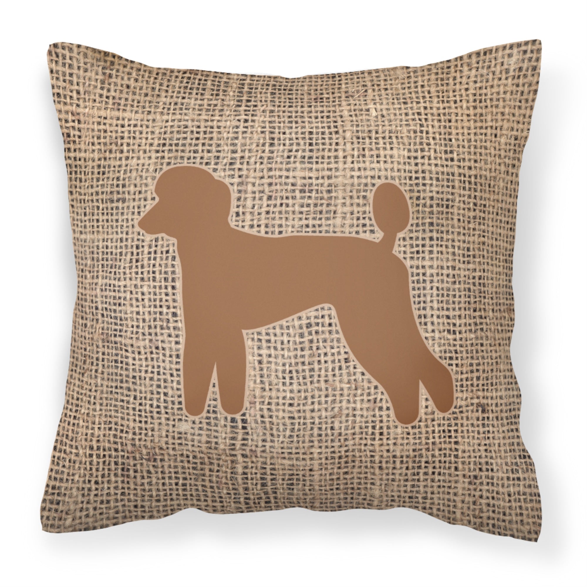 Poodle Burlap And Brown Bb1114 Fabric Decorative Pillow