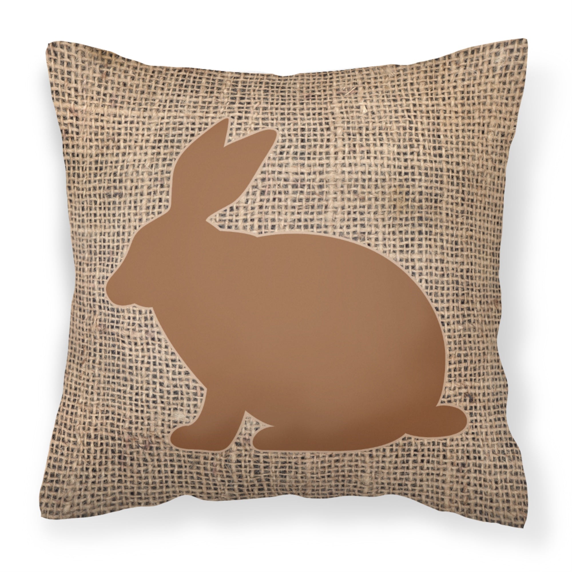 Rabbit Burlap And Brown Fabric Decorative Pillow