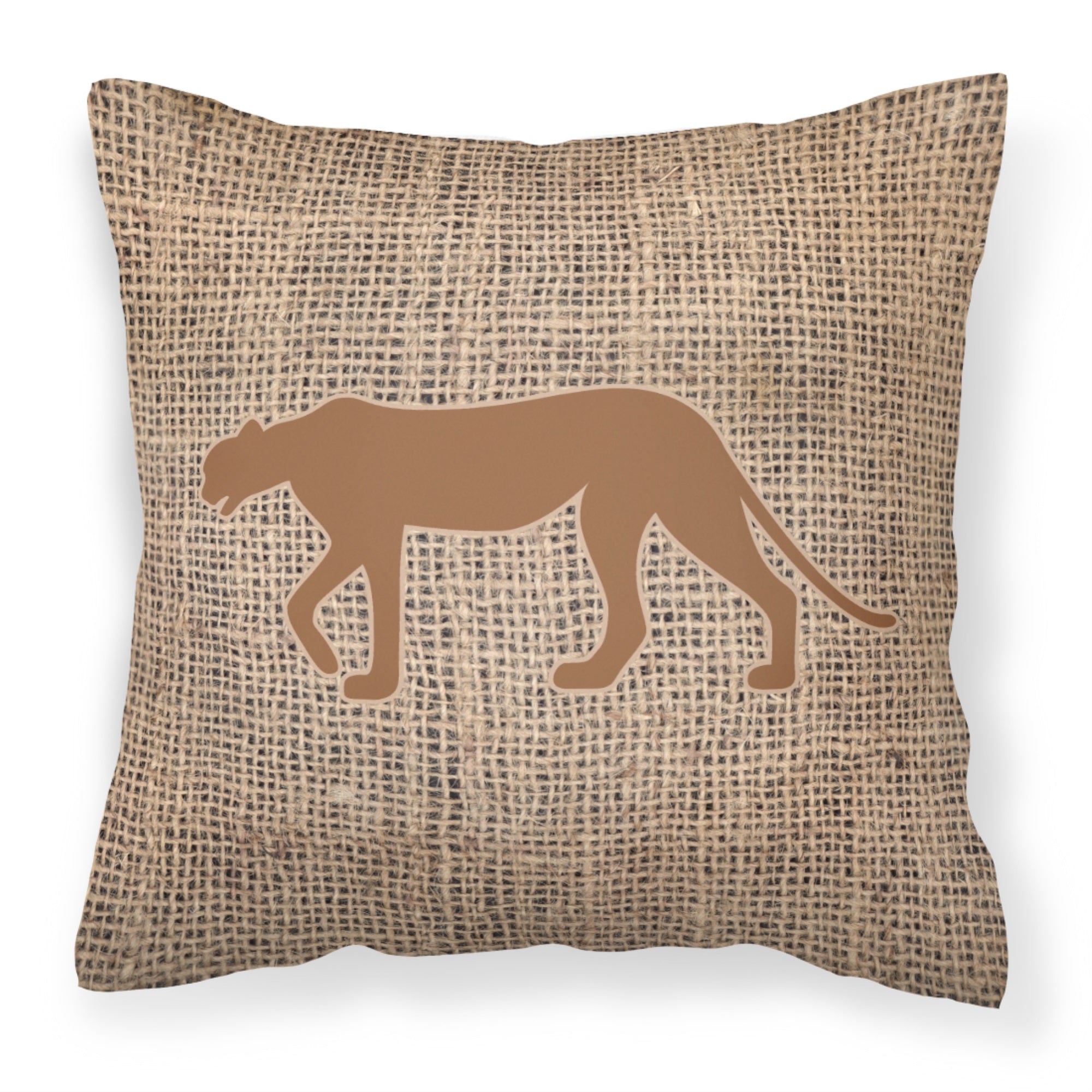 Leopard Burlap And Brown Fabric Decorative Pillow