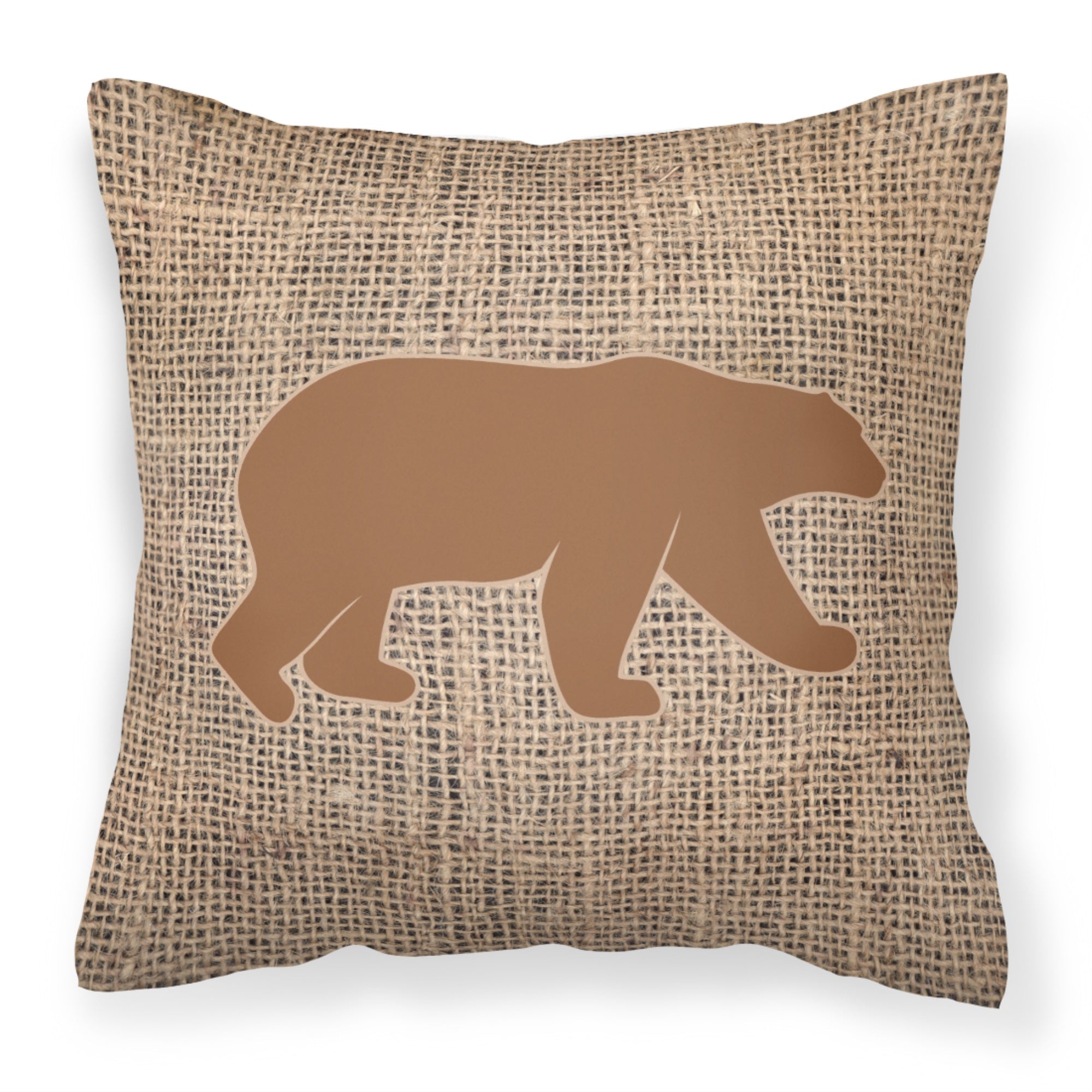 Bear Burlap And Brown Fabric Decorative Pillow