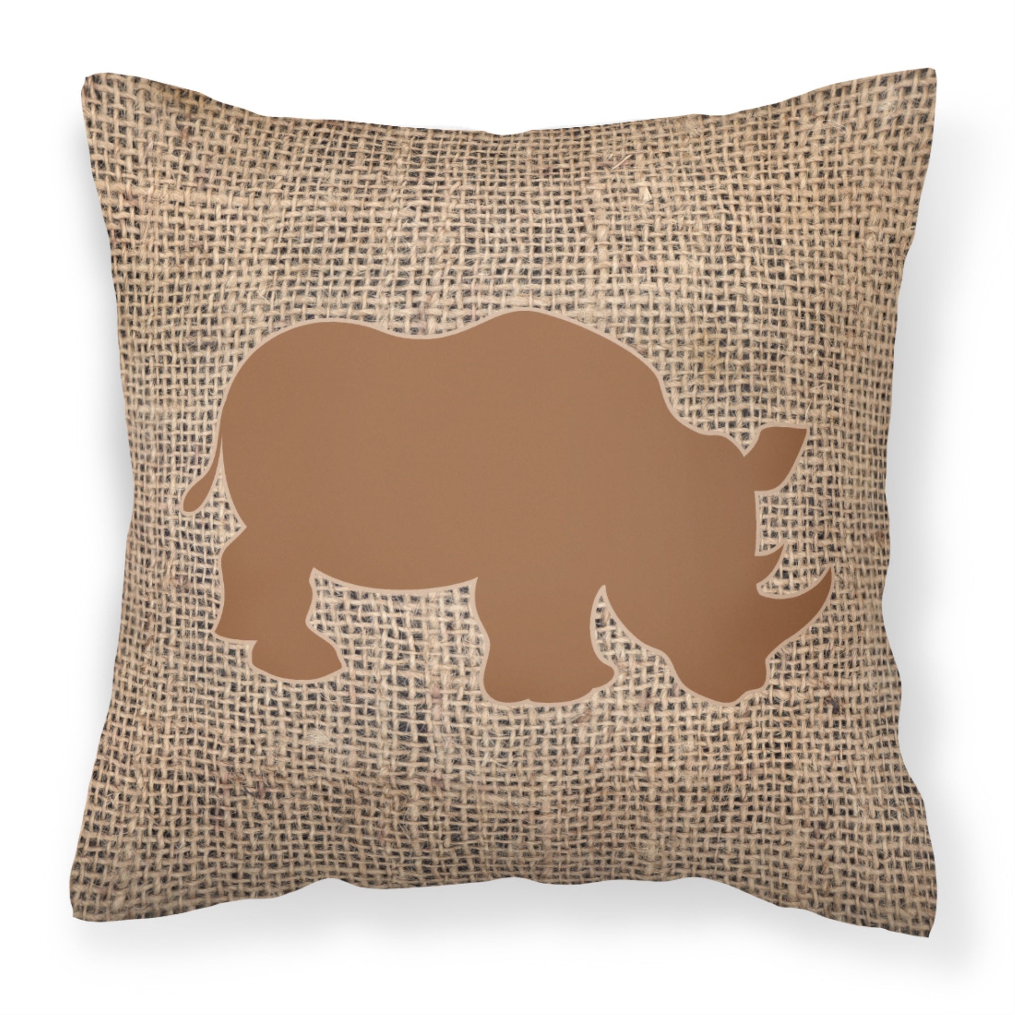 Rhinoceros Burlap And Brown Bb1006 Fabric Decorative Pillow