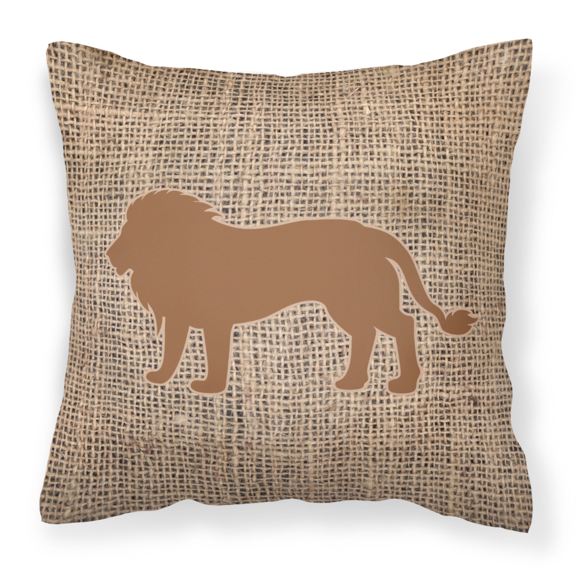 Lion Burlap And Brown Bb1009 Fabric Decorative Pillow
