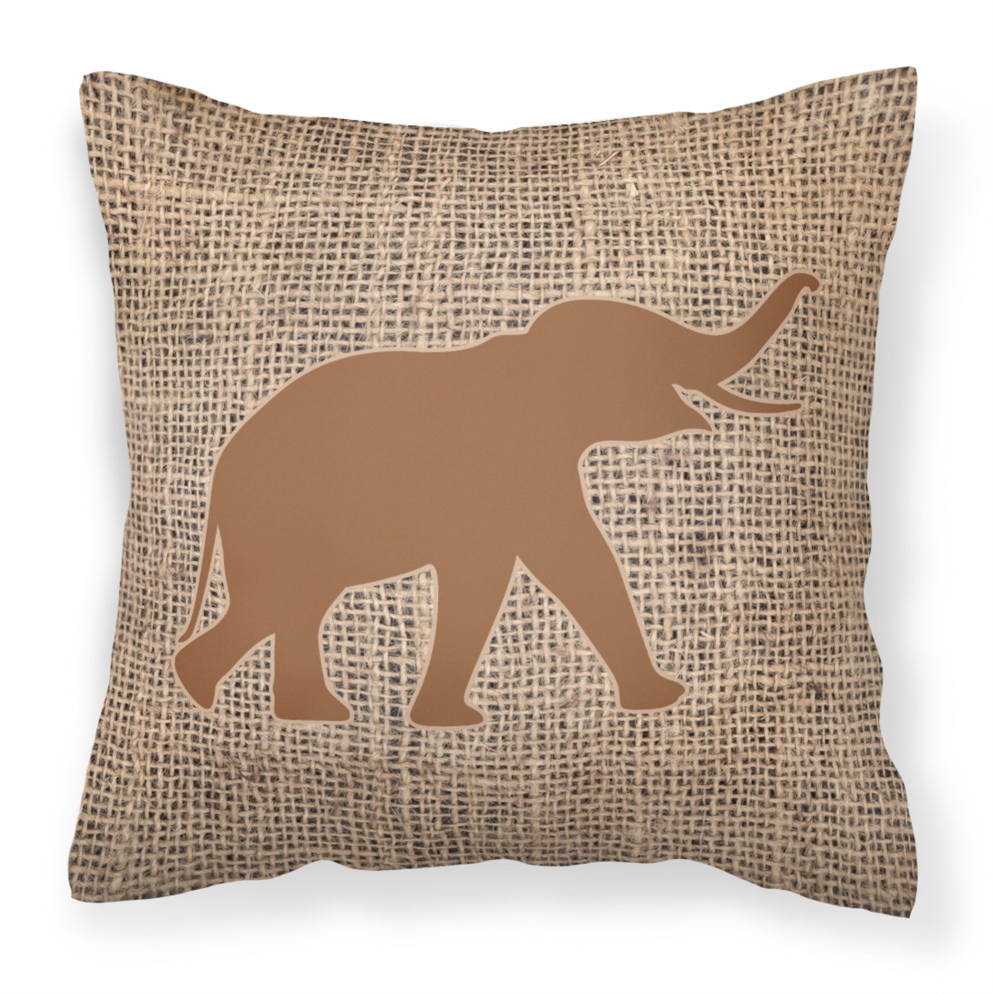 Elephant Burlap And Brown Bb1011 Fabric Decorative Pillow