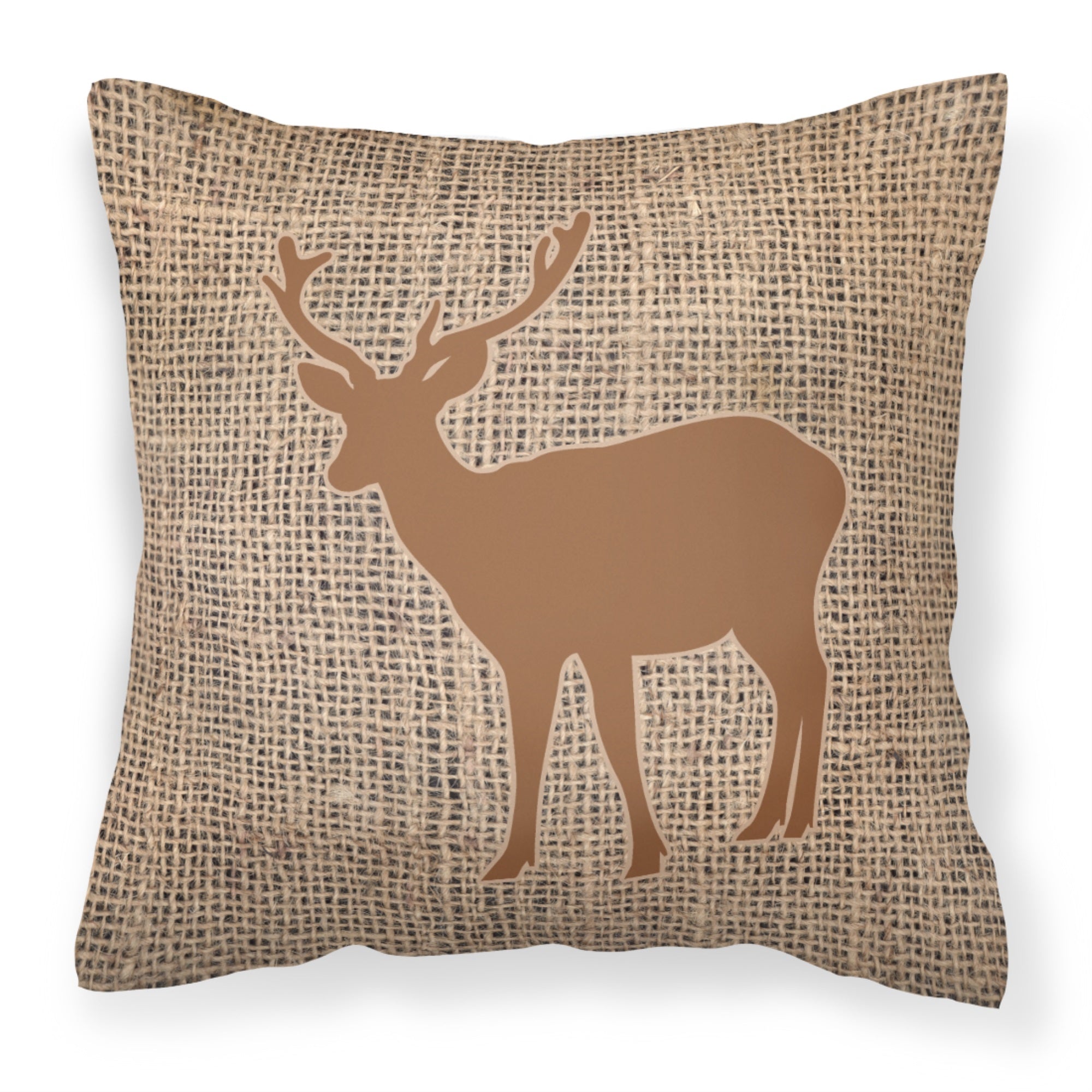 Deer Burlap And Brown Bb1012 Fabric Decorative Pillow