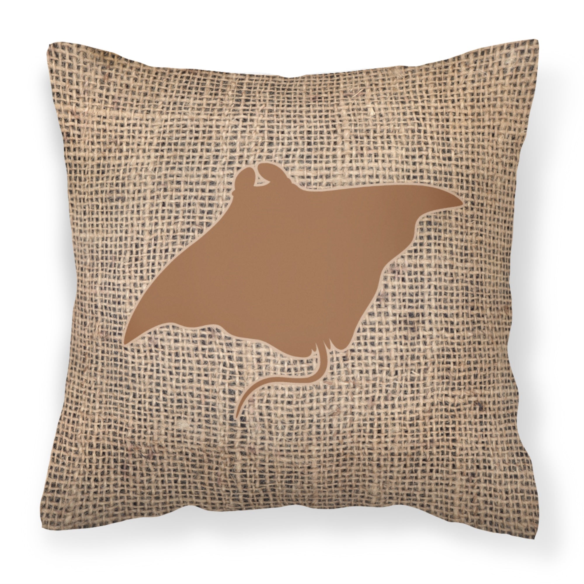 Manta Ray Burlap And Brown Bb1014 Fabric Decorative Pillow