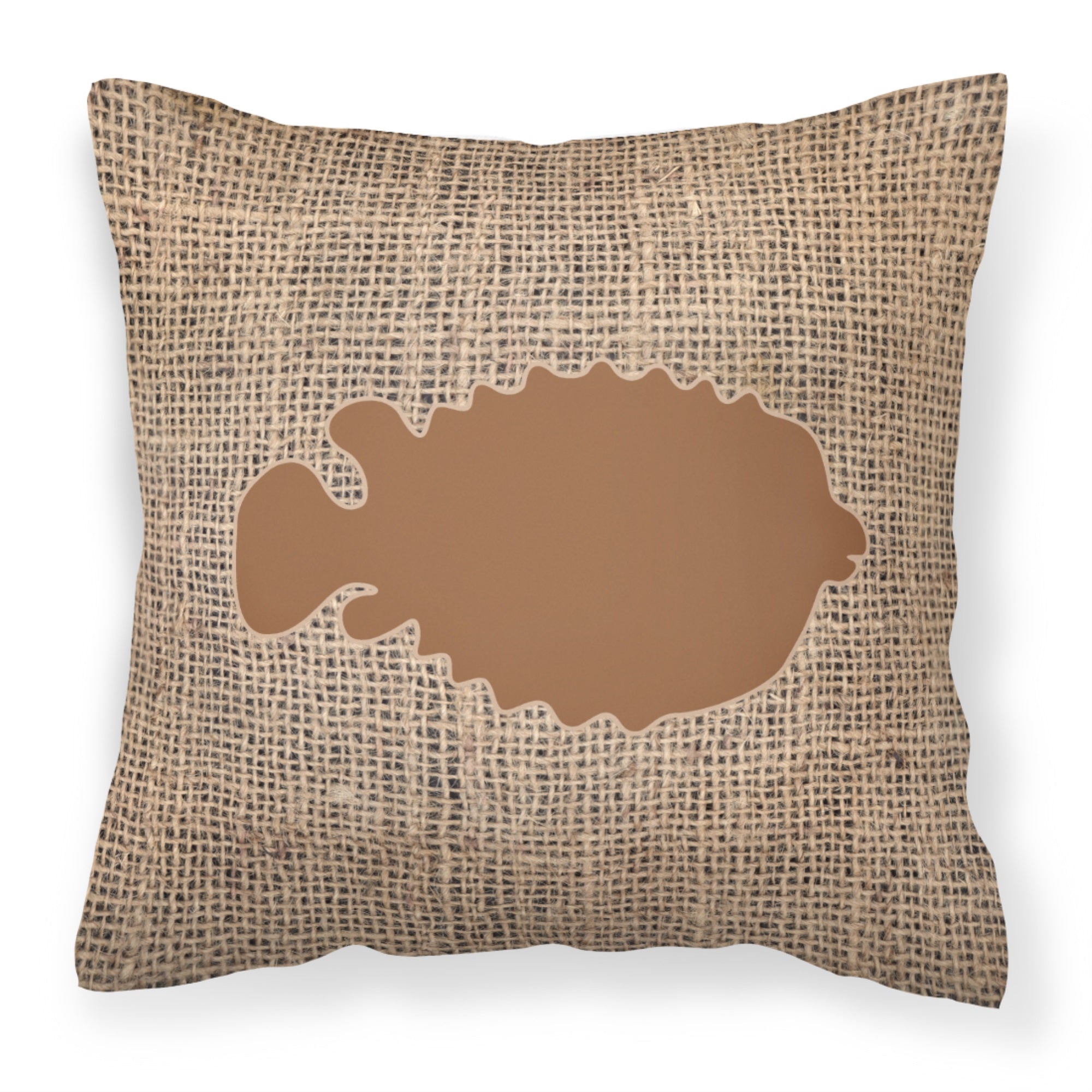Fish - Blowfish Burlap And Brown Bb1016 Fabric Decorative Pillow