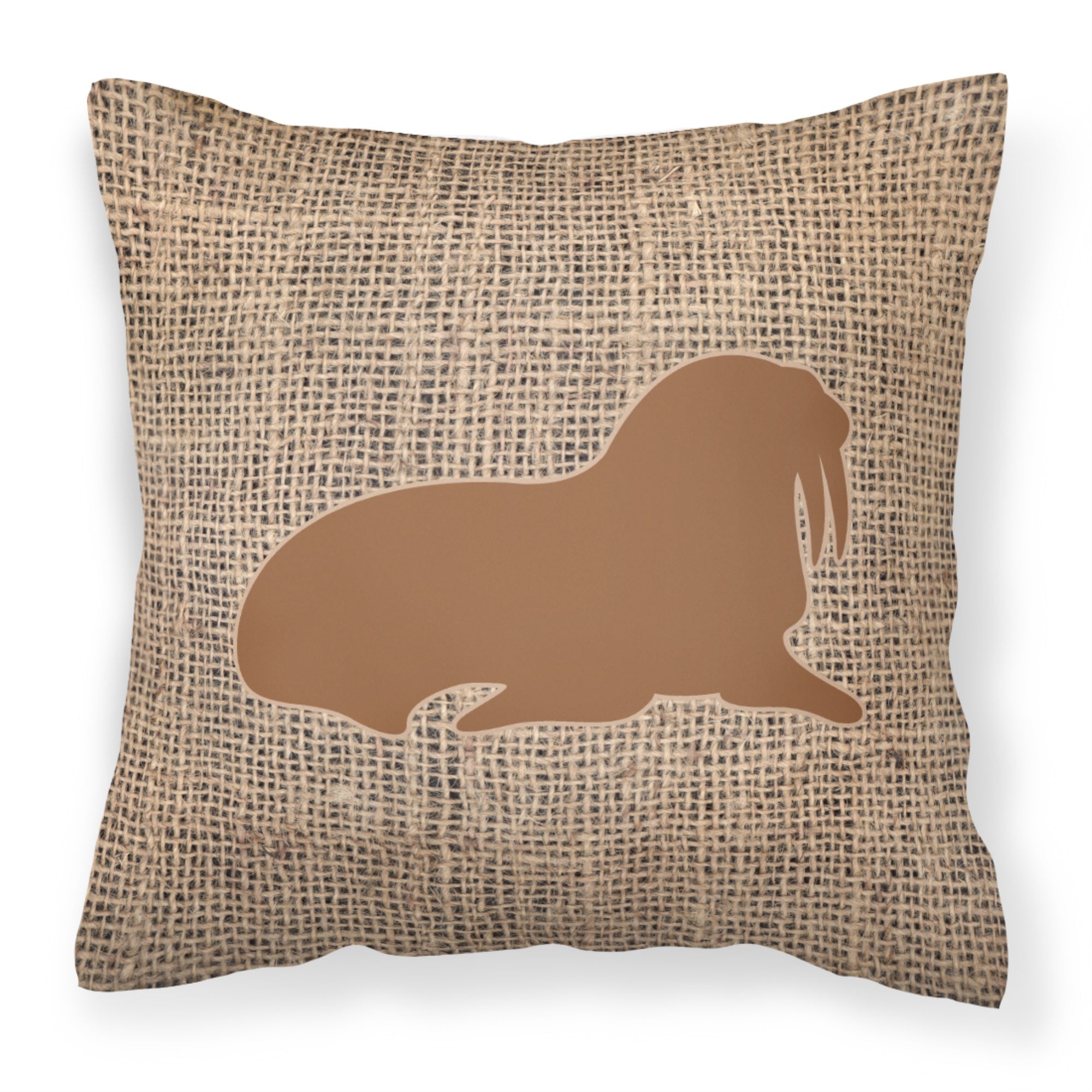 Walrus Burlap And Brown Bb1017 Fabric Decorative Pillow