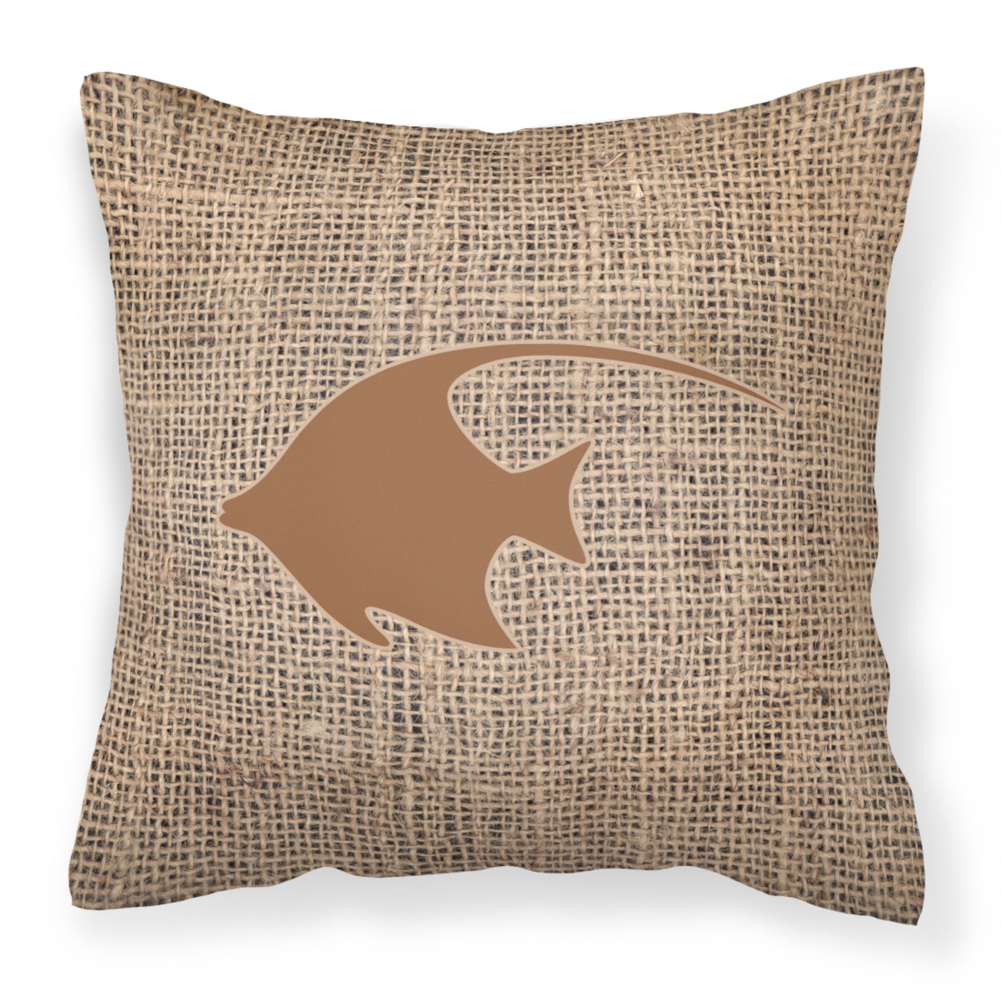 Fish - Angel Fish Burlap And Brown Bb1019 Fabric Decorative Pillow