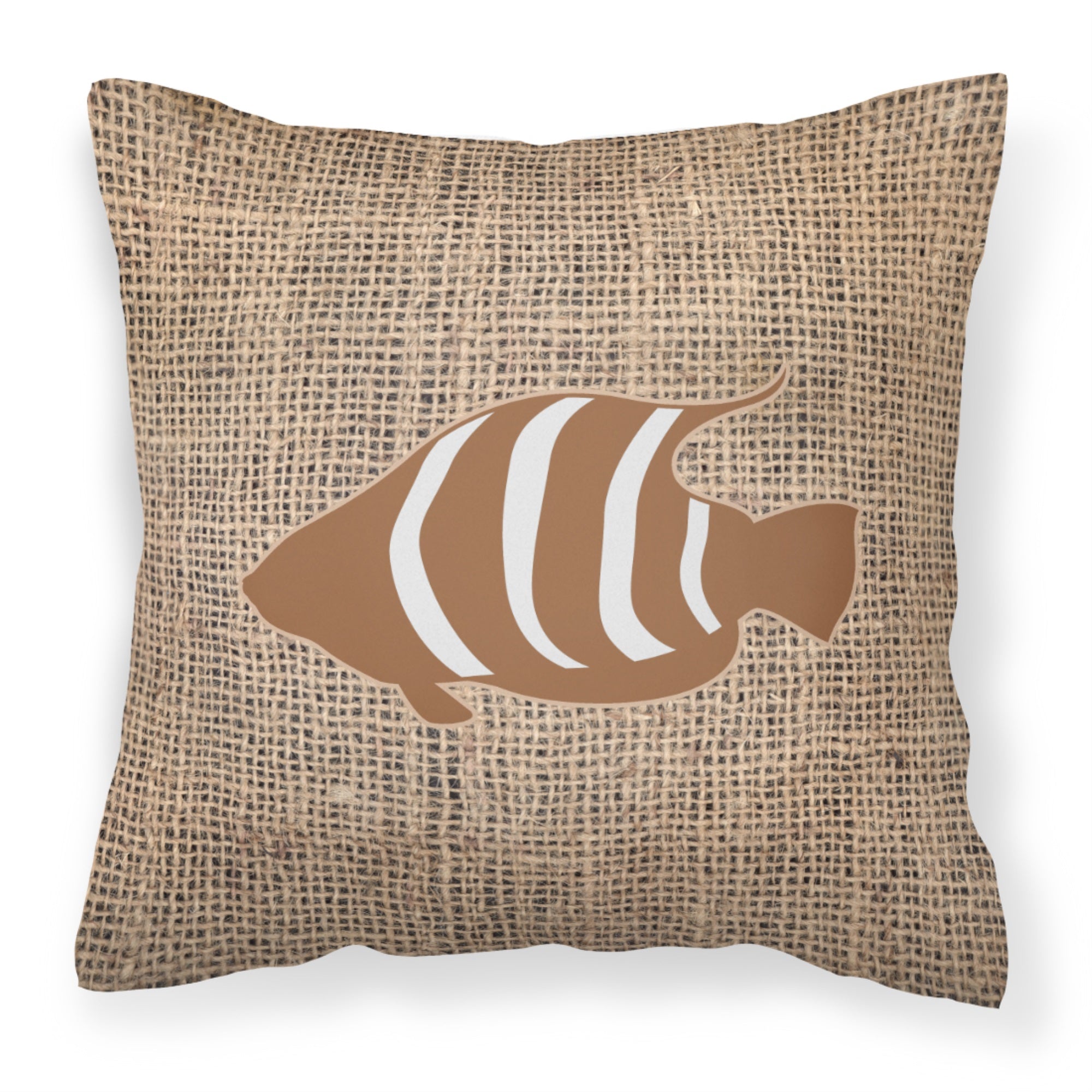 Fish Burlap And Brown Bb1020 Fabric Decorative Pillow