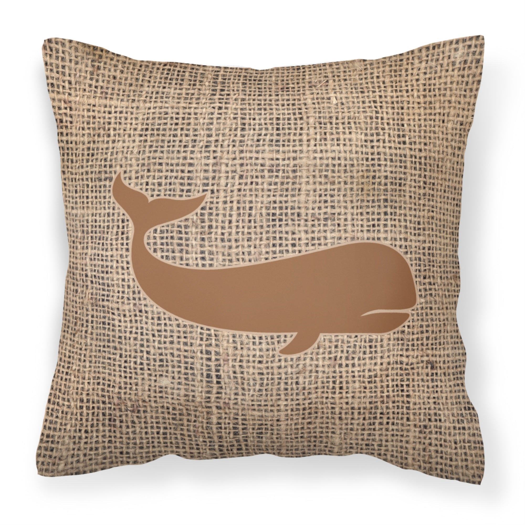 Whale Burlap And Brown Bb1021 Fabric Decorative Pillow