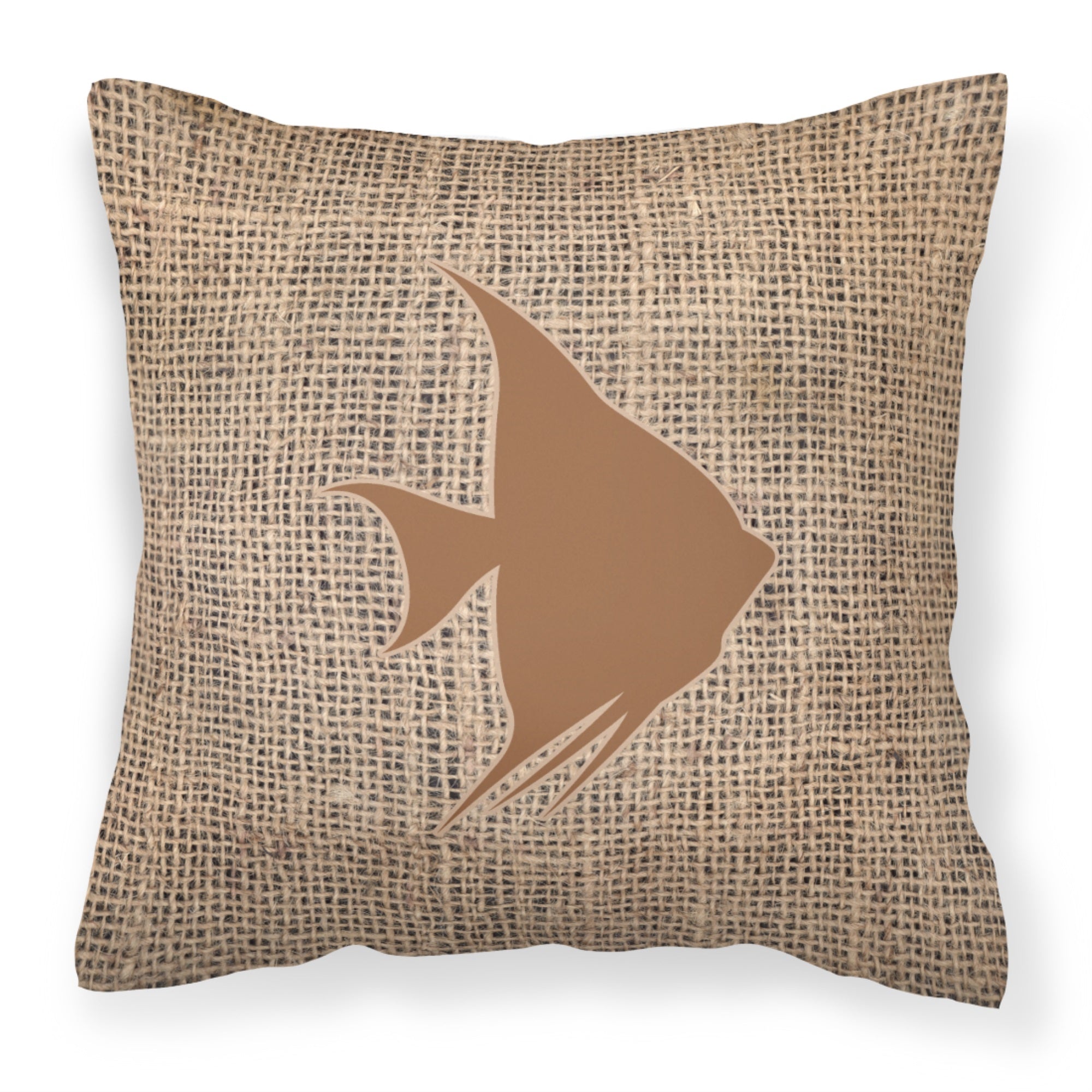 Fish - Angel Fish Burlap And Brown Bb1022 Fabric Decorative Pillow