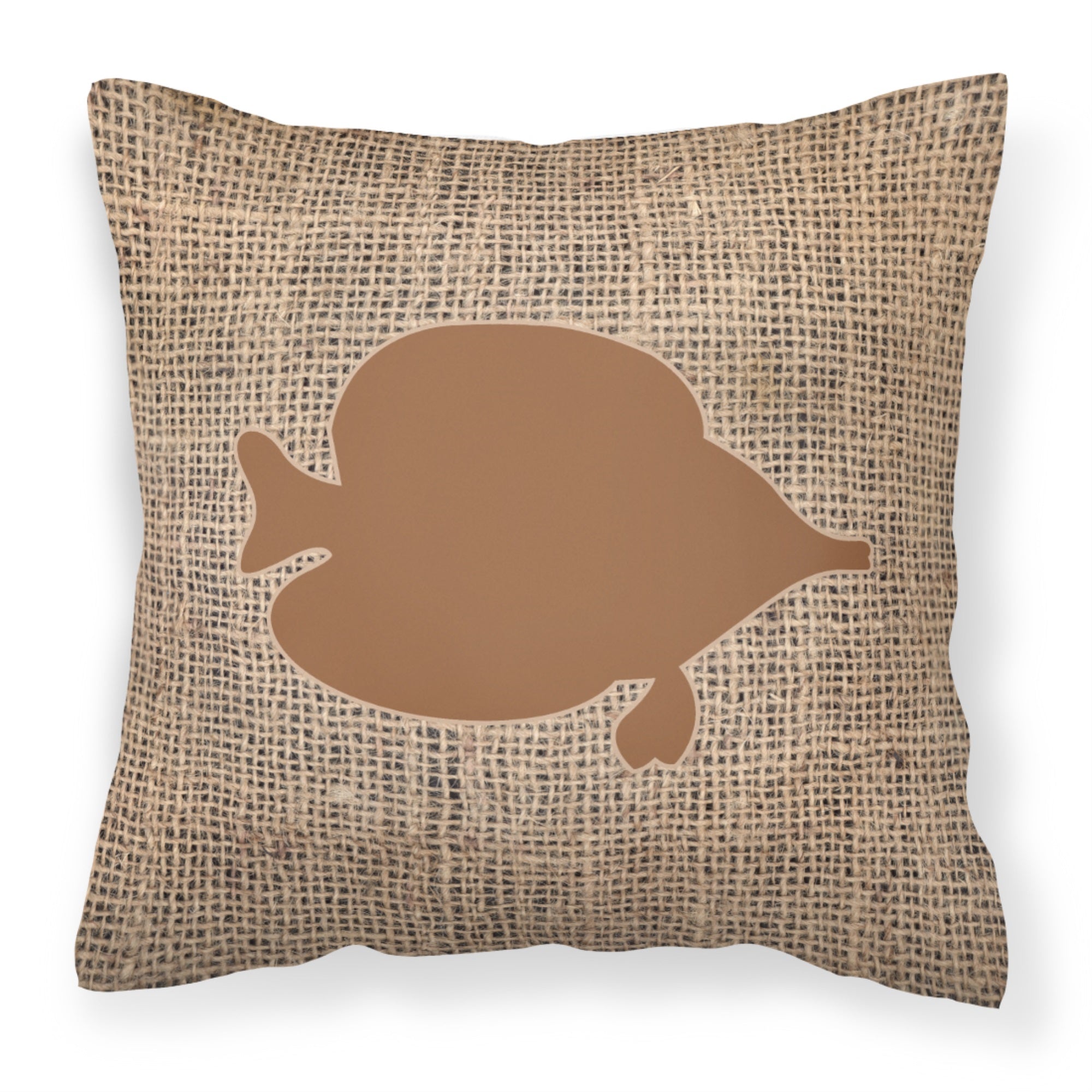 Fish - Tang Fish Burlap And Brown Bb1023 Fabric Decorative Pillow