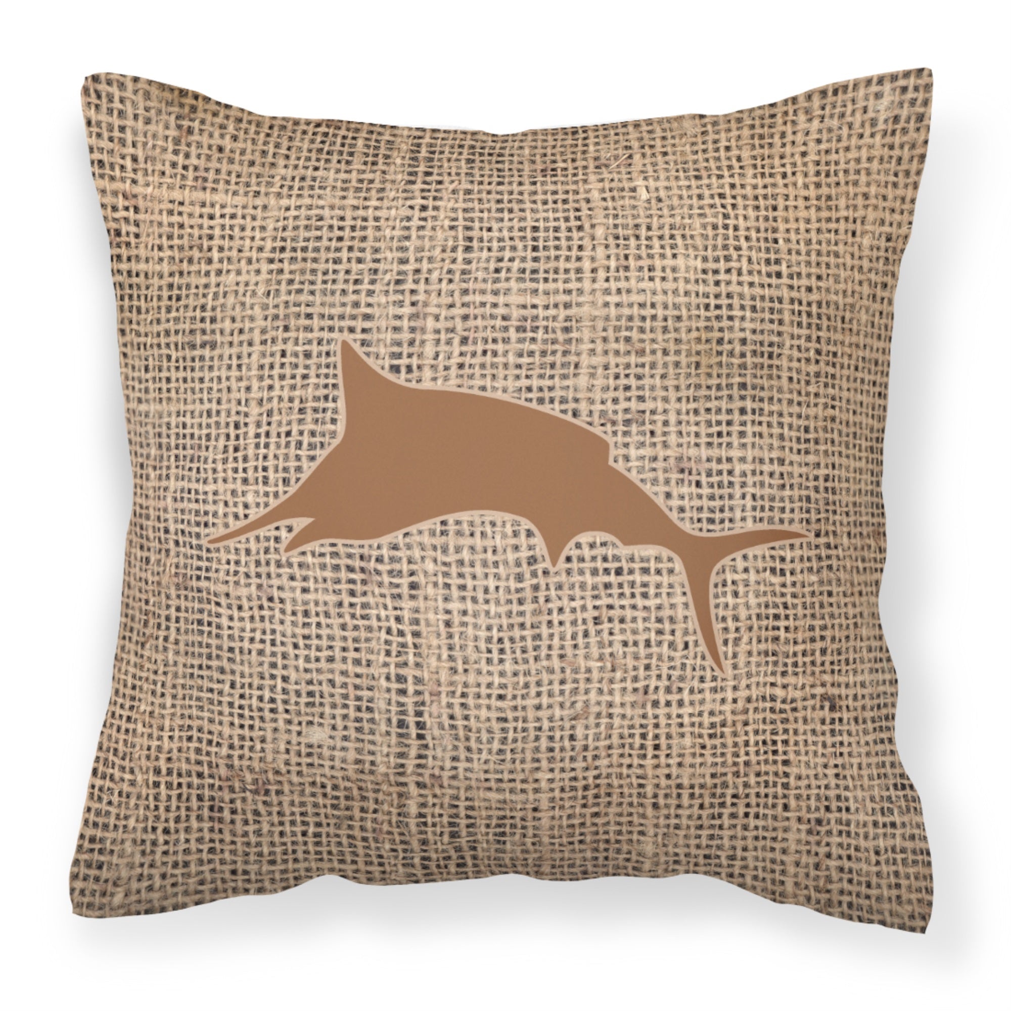 Fish - Marlin Burlap And Brown Bb1026 Fabric Decorative Pillow