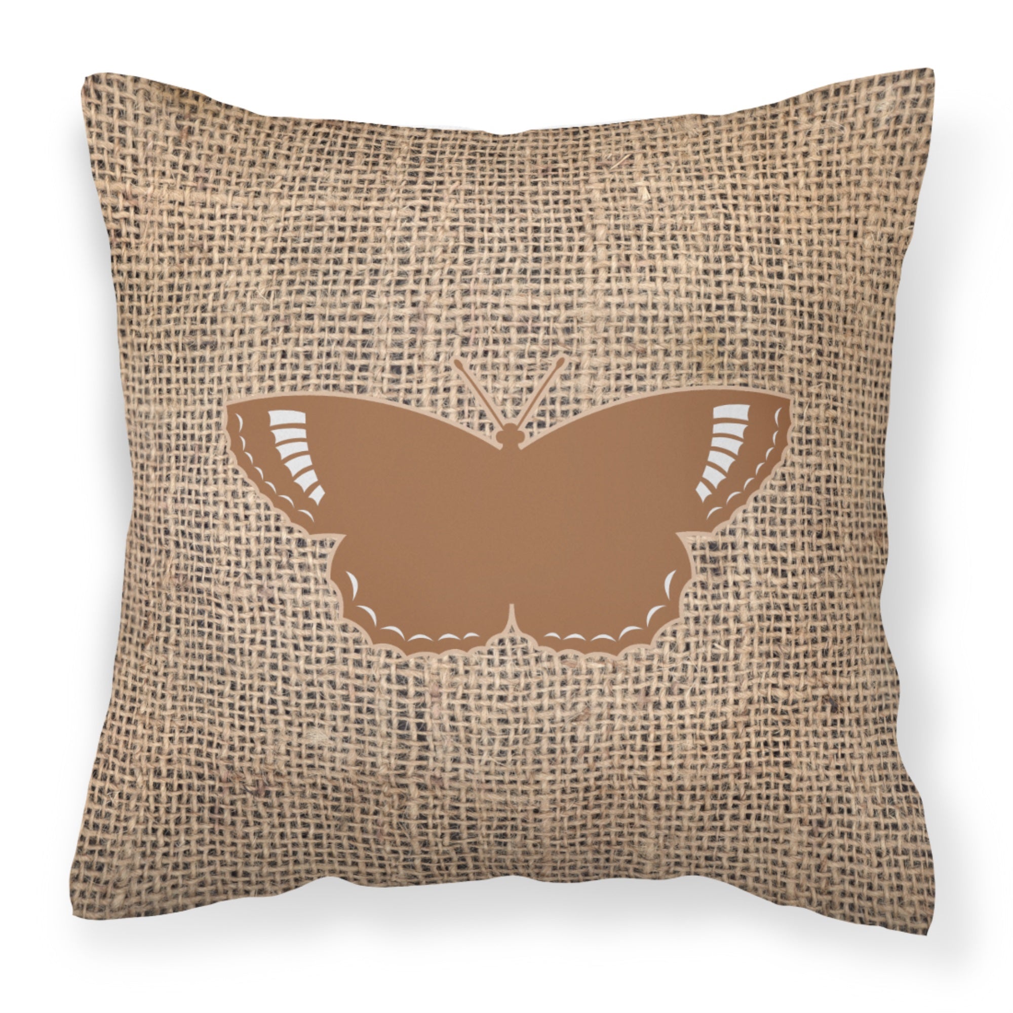 Butterfly Burlap And Brown Bb1029 Fabric Decorative Pillow
