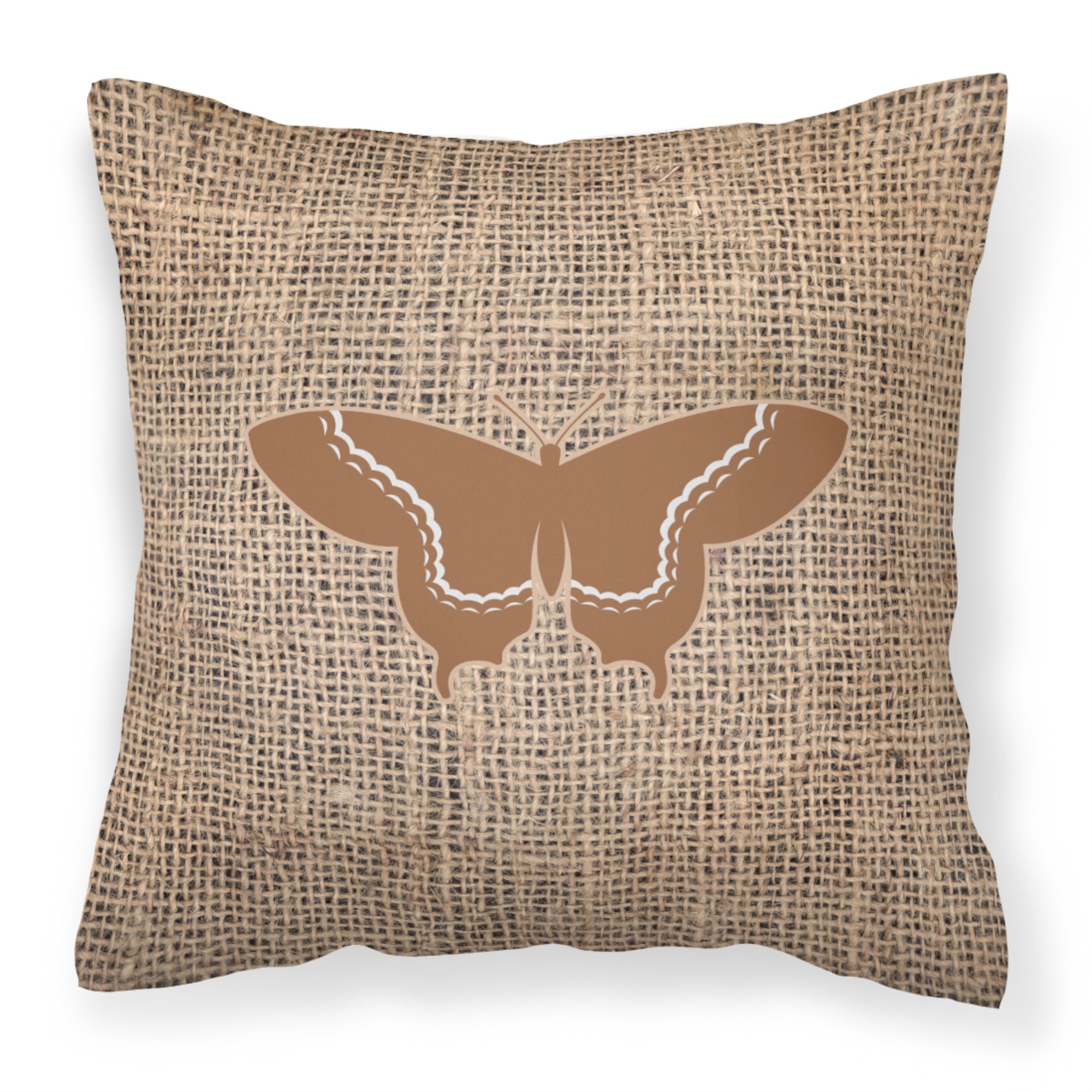 Butterfly Burlap And Brown Bb1030 Fabric Decorative Pillow