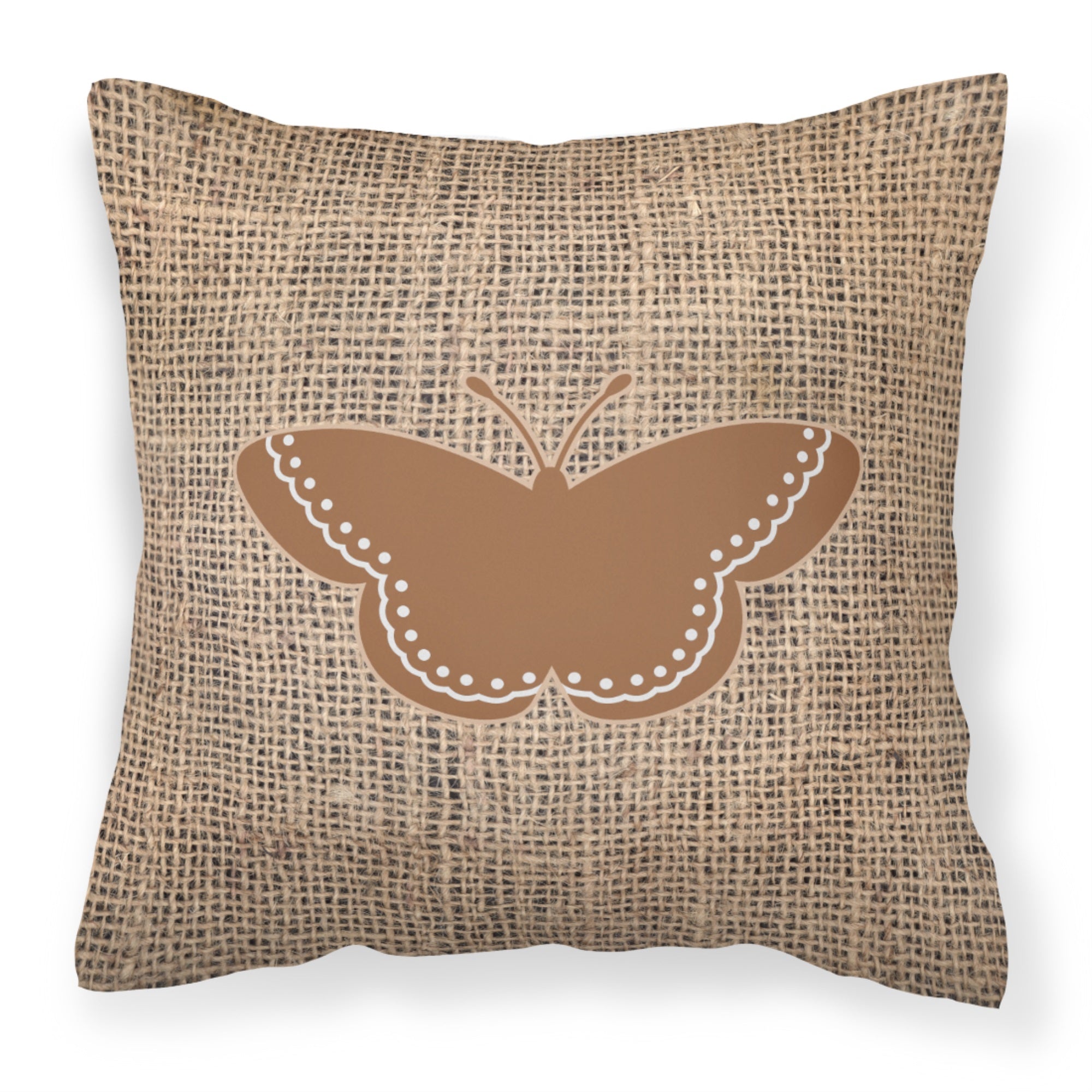 Butterfly Burlap And Brown Bb1032 Fabric Decorative Pillow