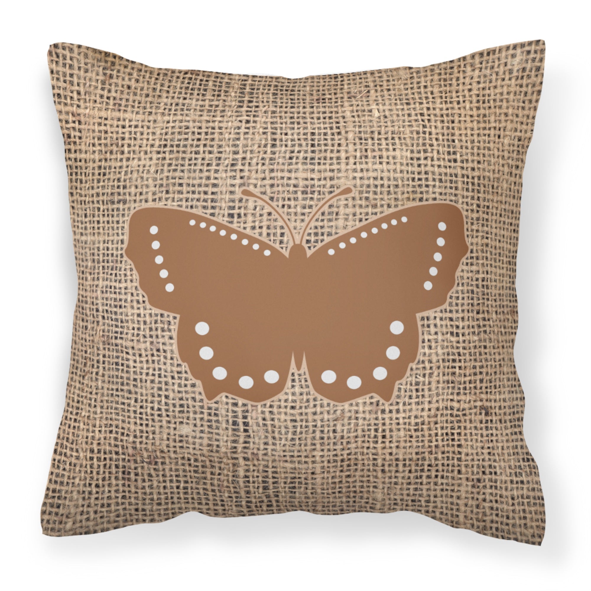 Butterfly Burlap And Brown Bb1033 Fabric Decorative Pillow