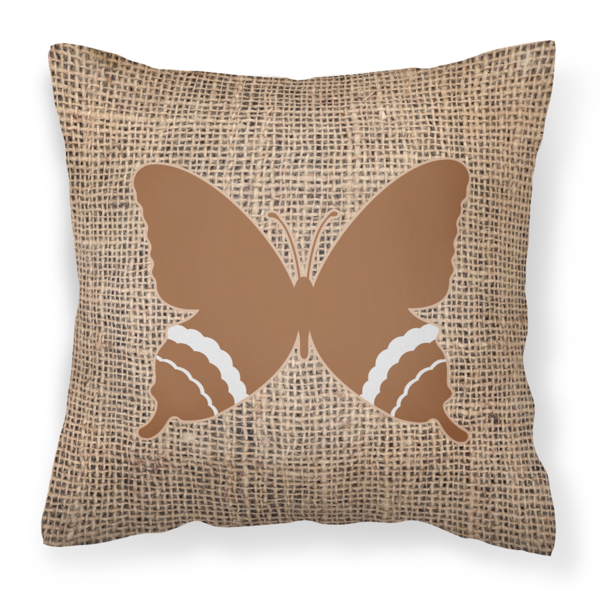 Butterfly Burlap And Brown Bb1034 Fabric Decorative Pillow