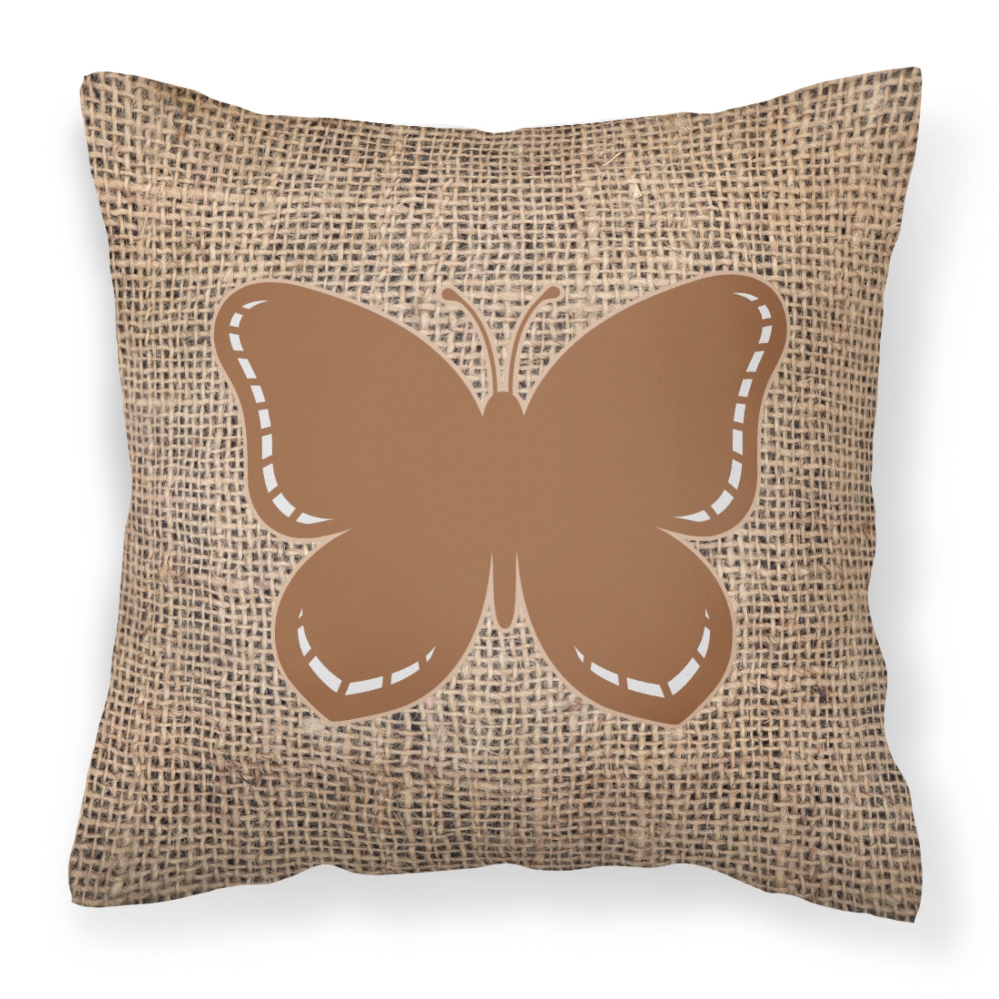 Butterfly Burlap And Brown Bb1035 Fabric Decorative Pillow