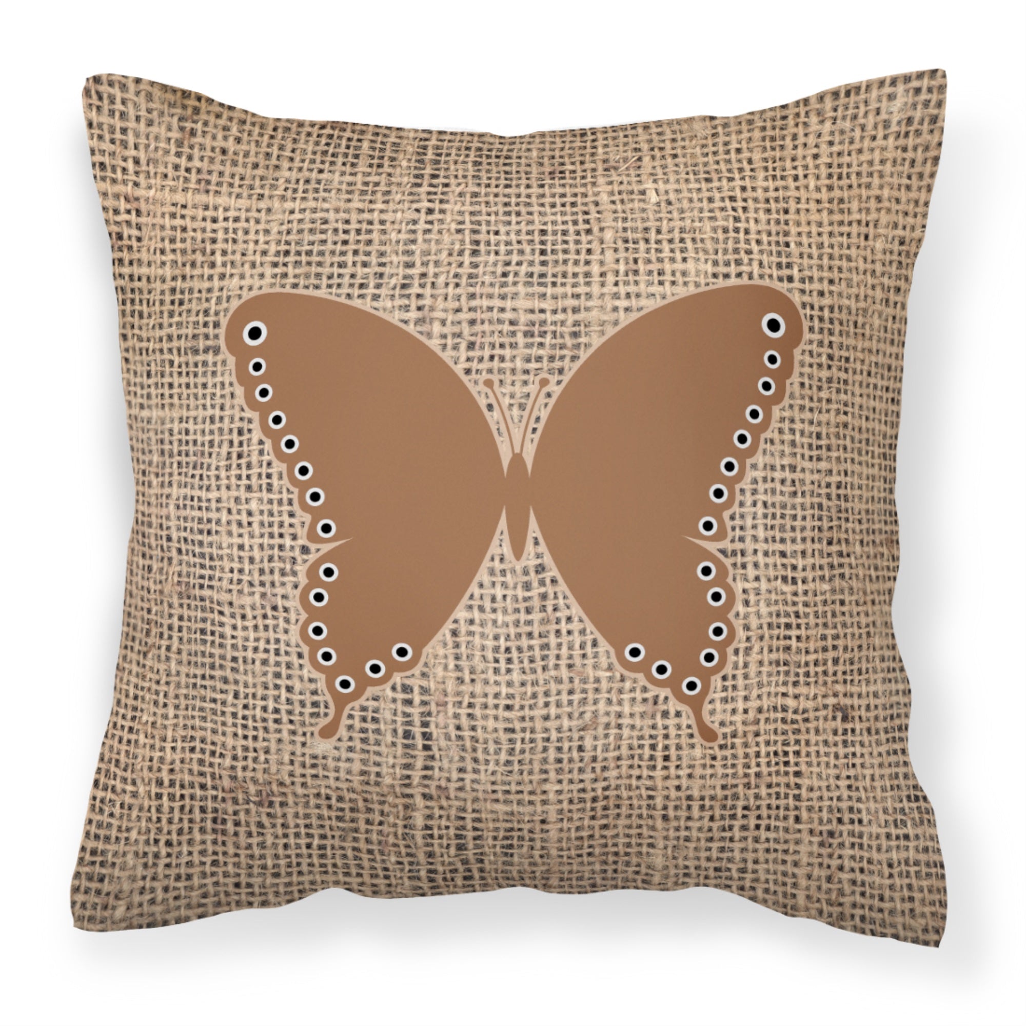 Butterfly Burlap And Brown Bb1036 Fabric Decorative Pillow