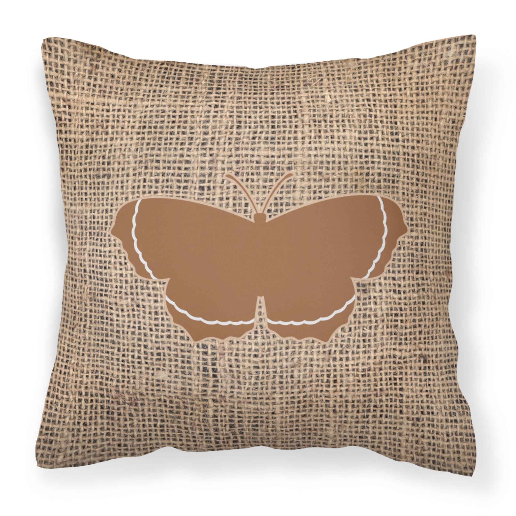Butterfly Burlap And Brown Bb1037 Fabric Decorative Pillow