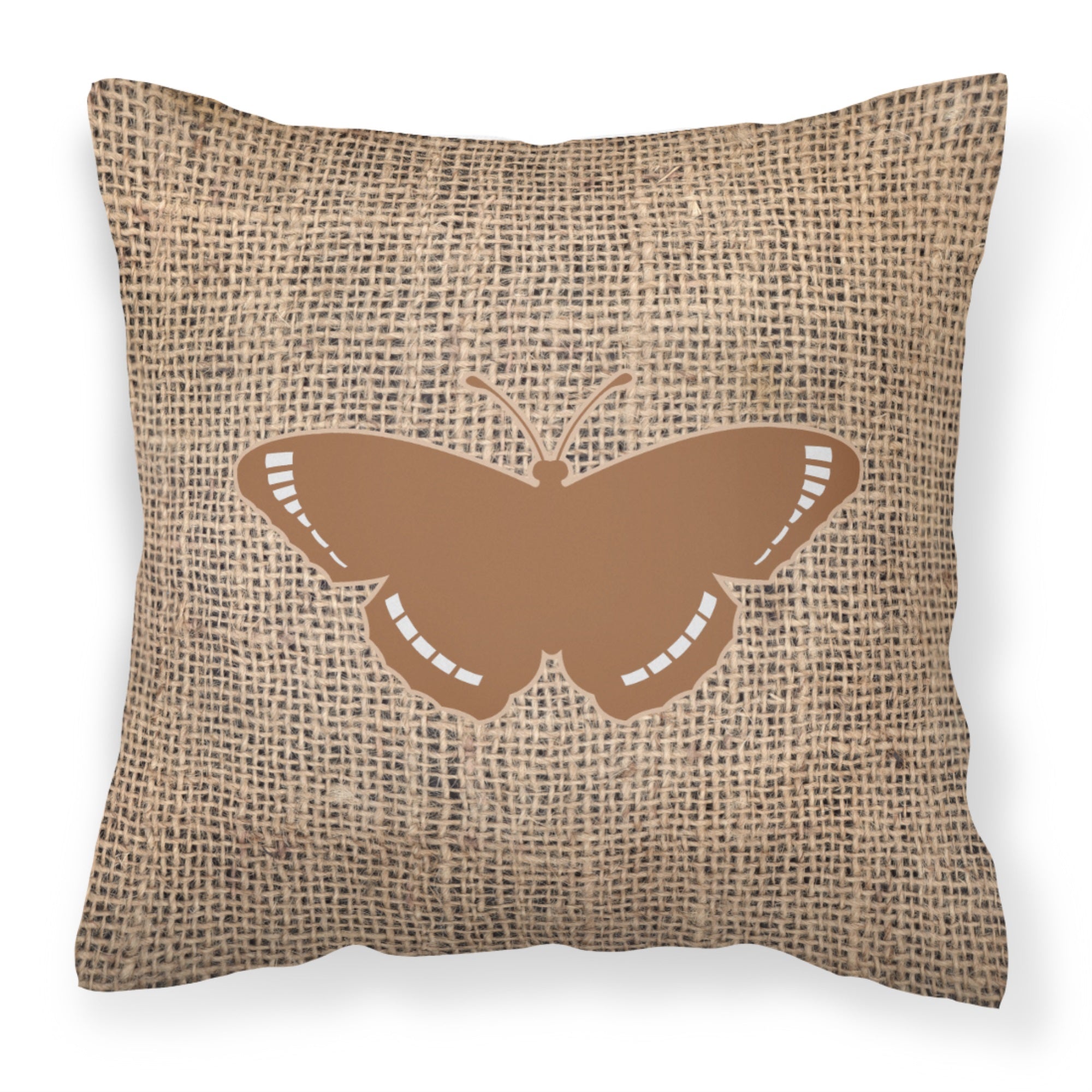 Butterfly Burlap And Brown Bb1038 Fabric Decorative Pillow