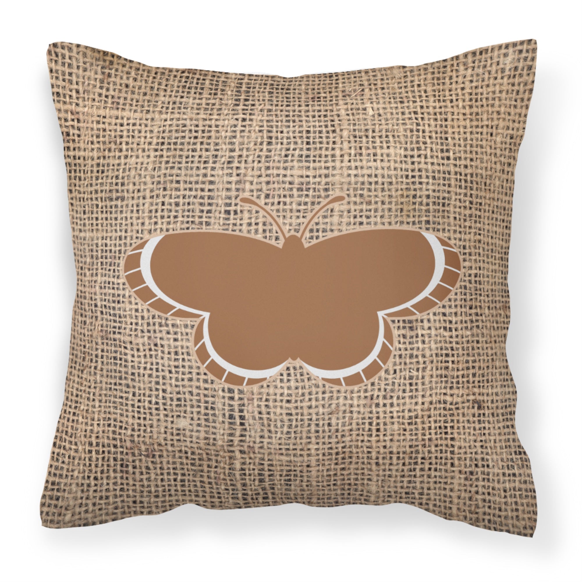 Butterfly Burlap And Brown Bb1039 Fabric Decorative Pillow