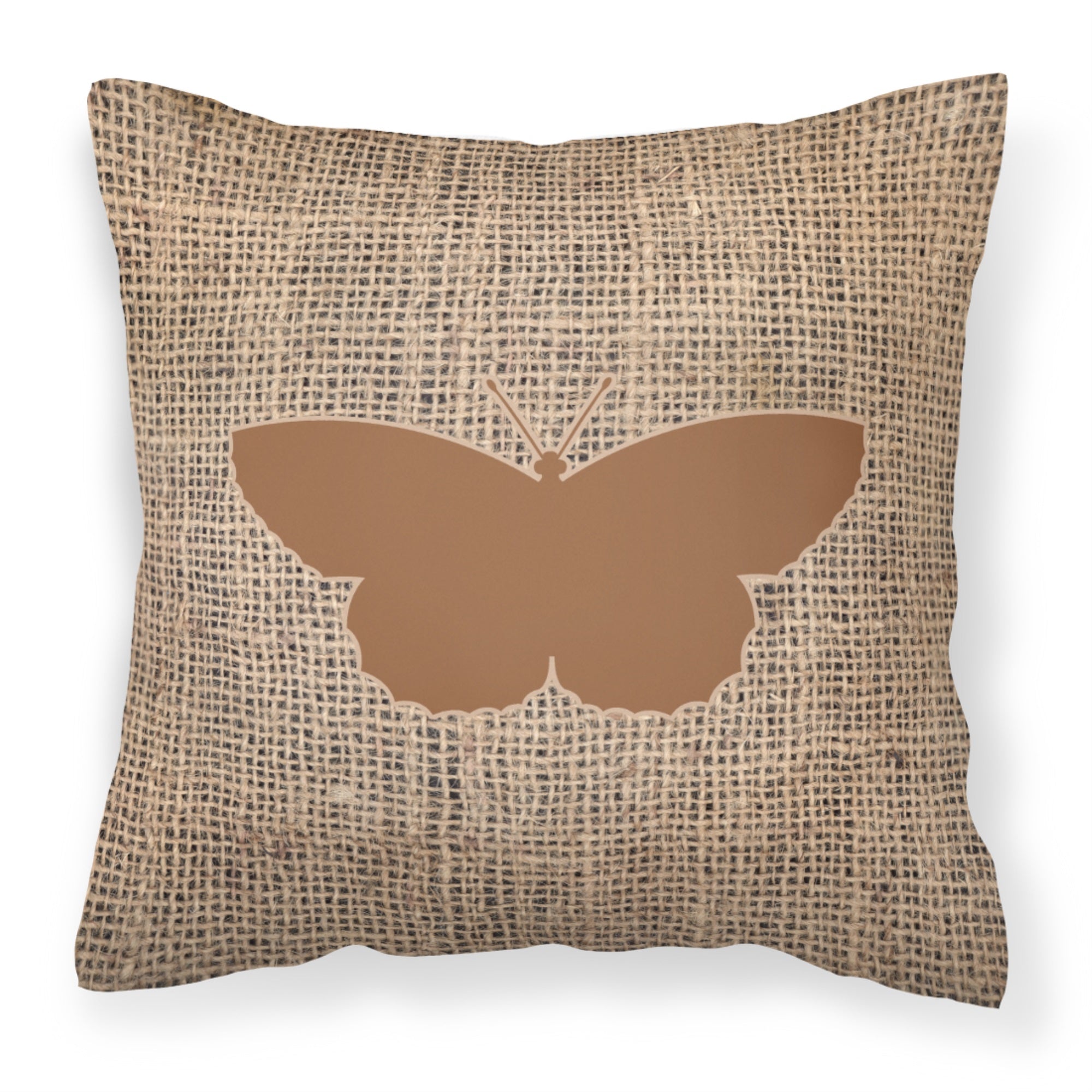 Butterfly Burlap And Brown Bb1041 Fabric Decorative Pillow