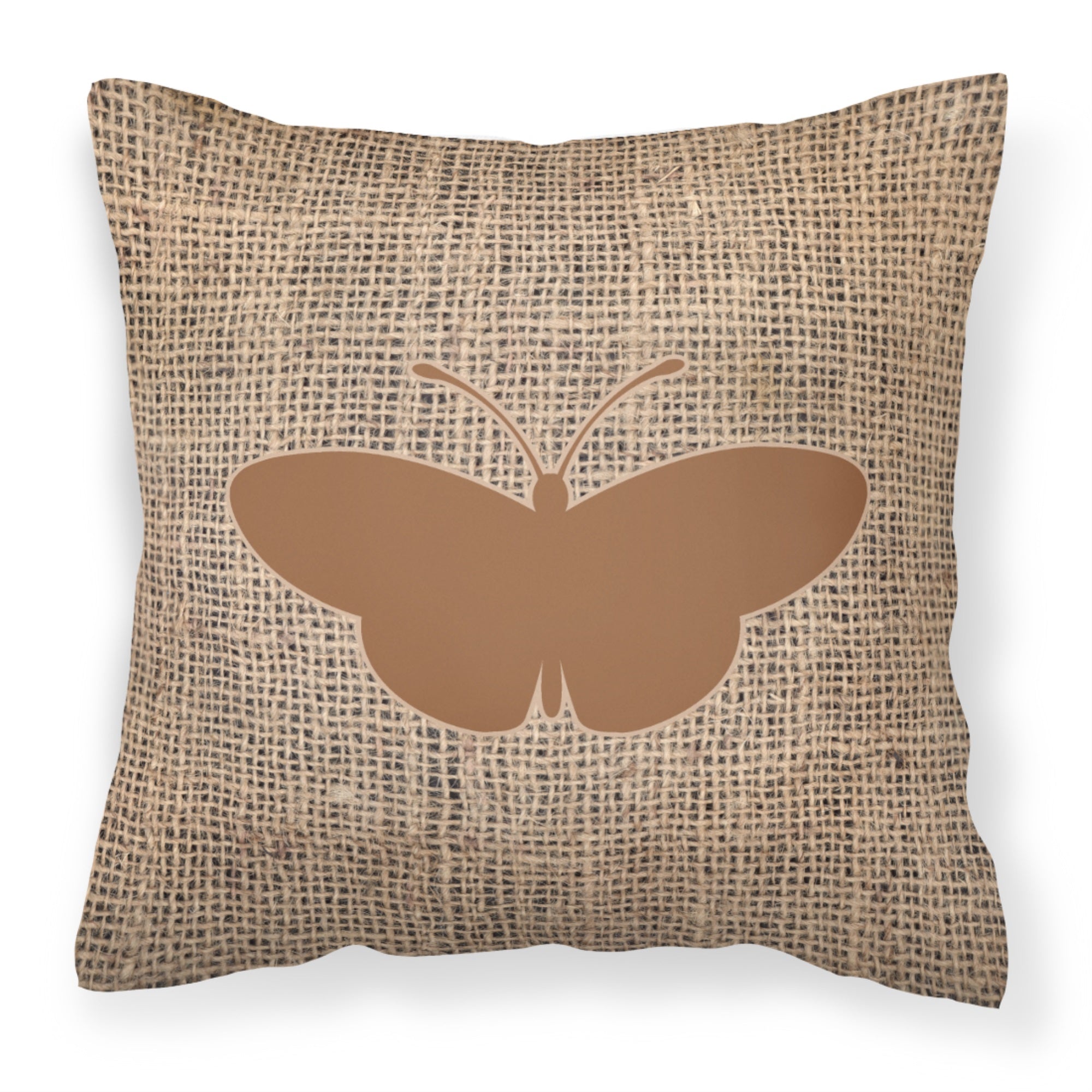 Butterfly Burlap And Brown Bb1043 Fabric Decorative Pillow