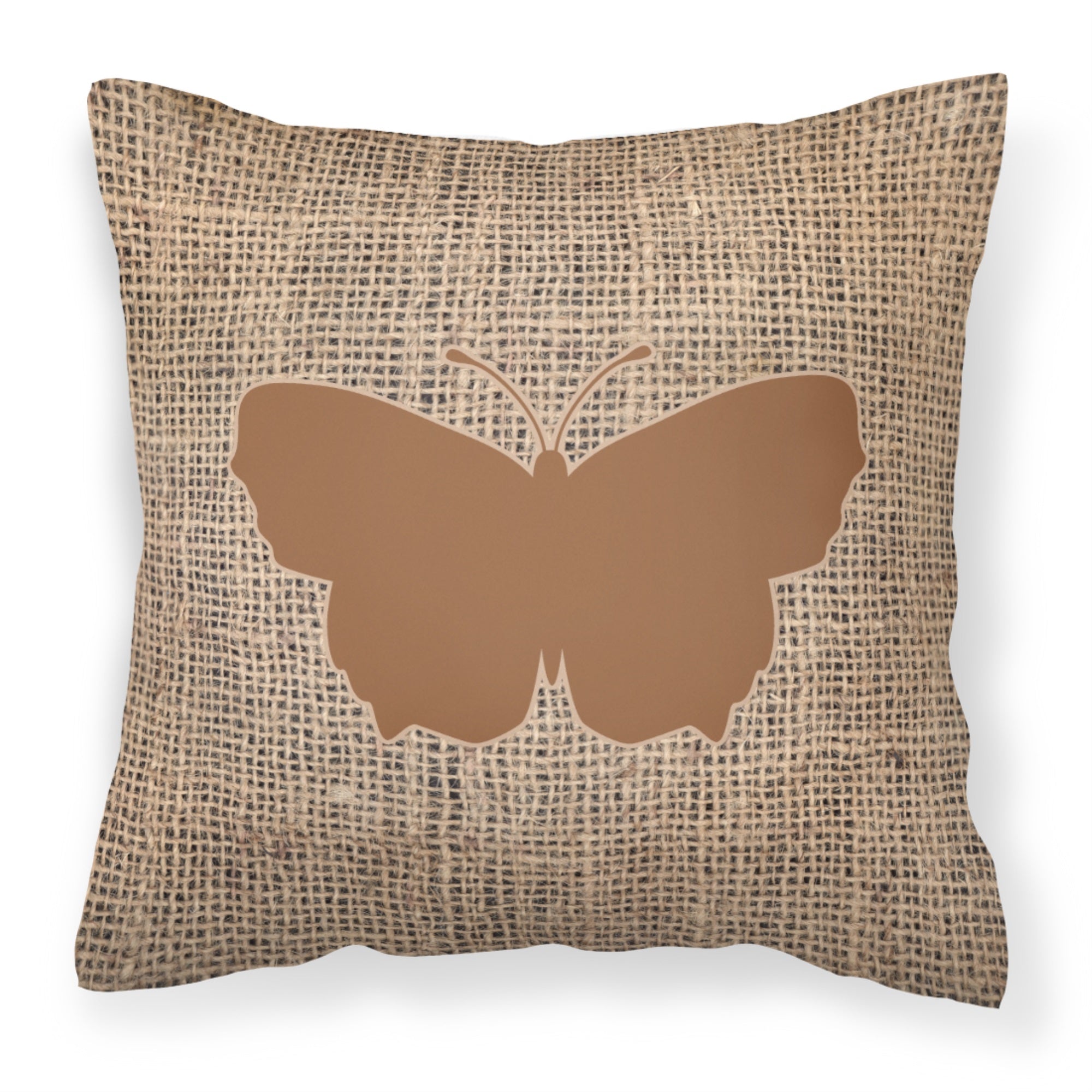 Butterfly Burlap And Brown Bb1045 Fabric Decorative Pillow